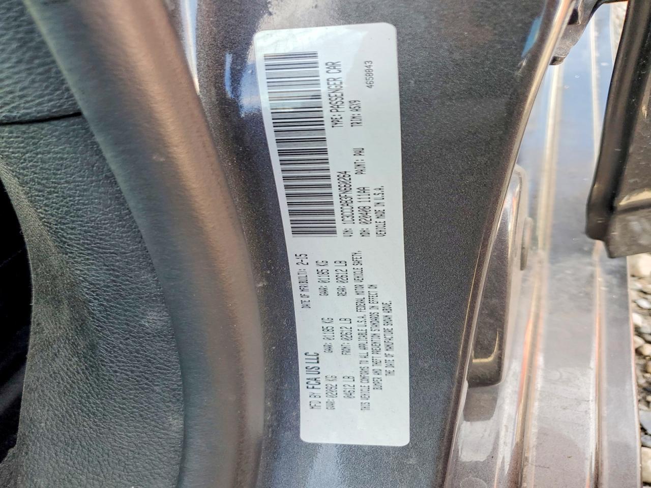 2015 Chrysler 200 Limited Charcoal vin: 1C3CCCAB3FN660264