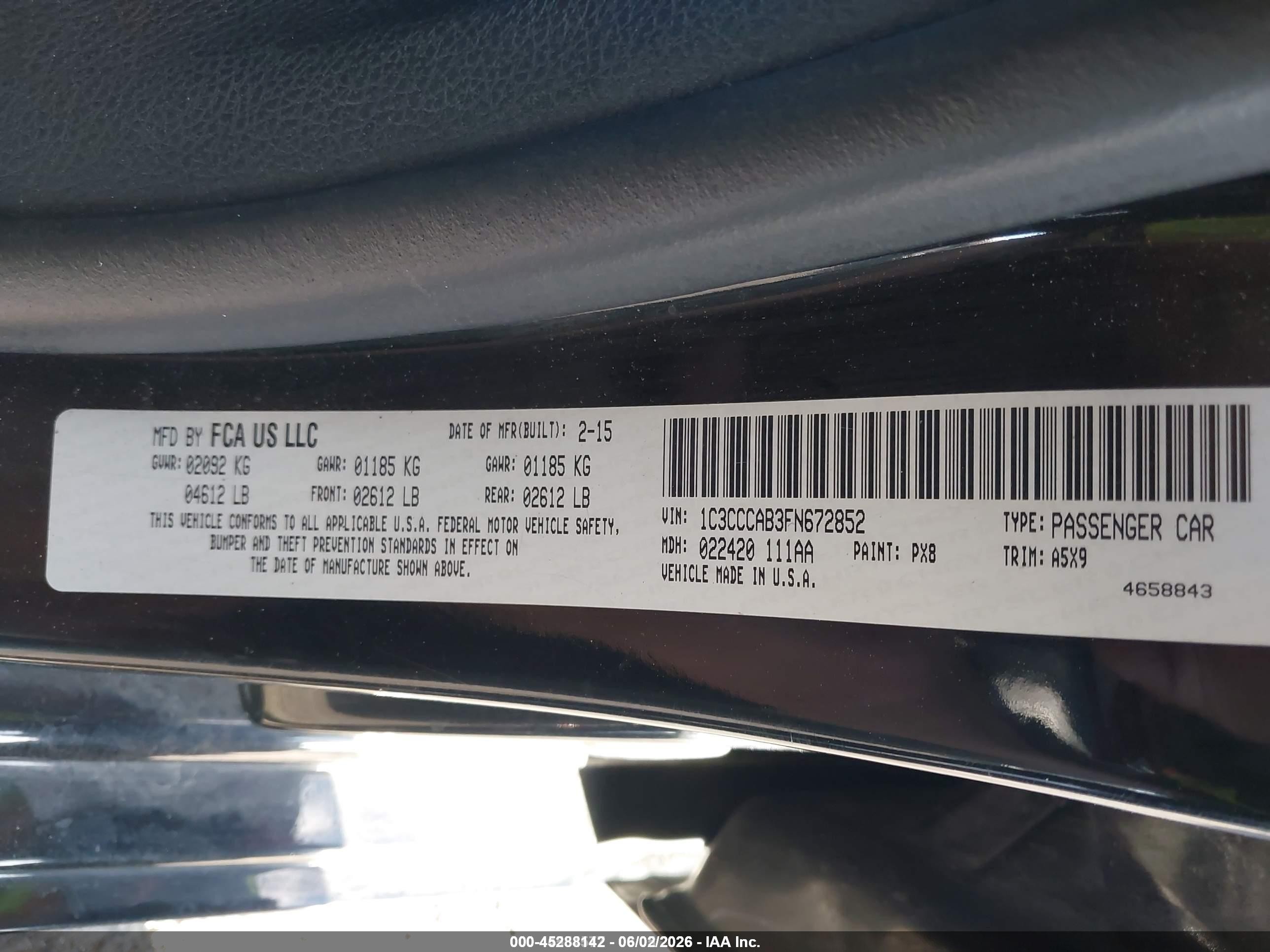 2015 Chrysler 200 Limited Black vin: 1C3CCCAB3FN672852
