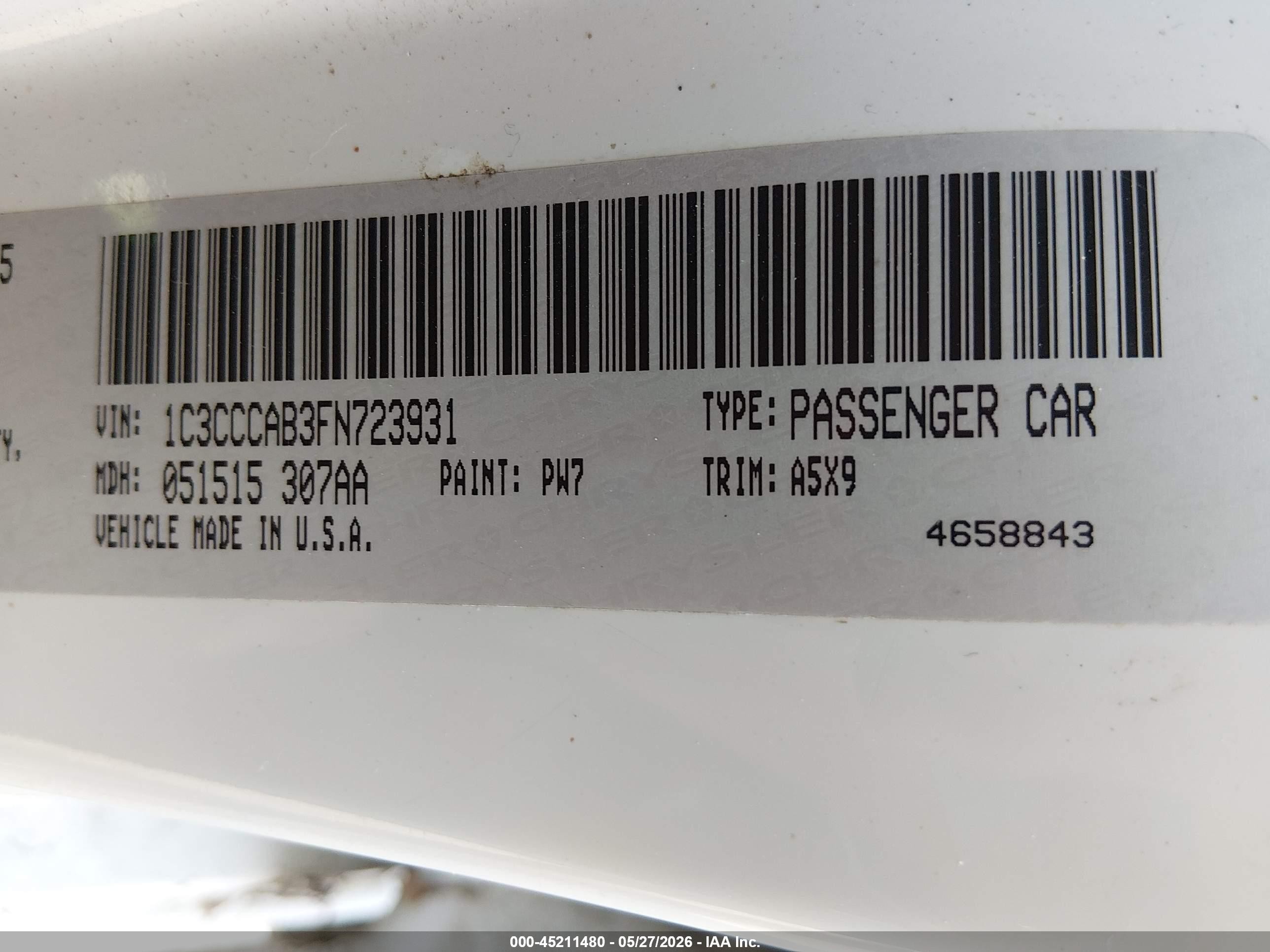 2015 Chrysler 200 Limited Белый vin: 1C3CCCAB3FN723931