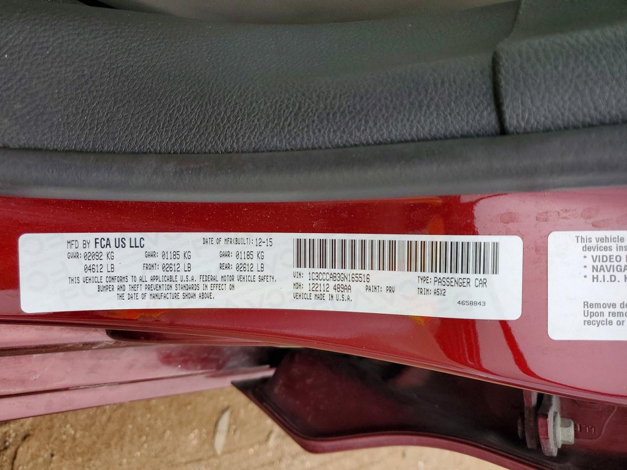 2016 Chrysler 200 Limited Burgundy vin: 1C3CCCAB3GN165516