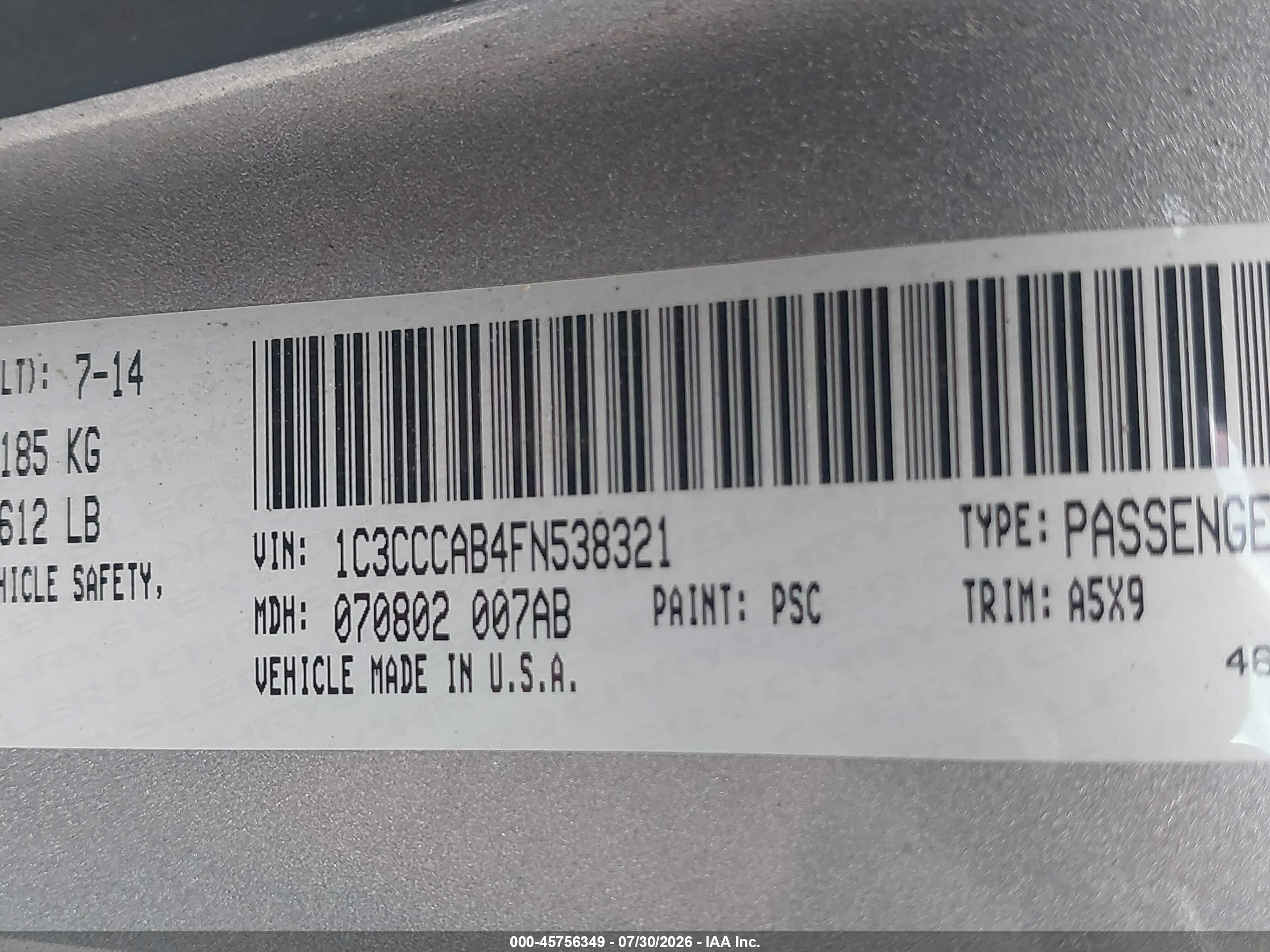 2015 Chrysler 200 Limited Silver vin: 1C3CCCAB4FN538321