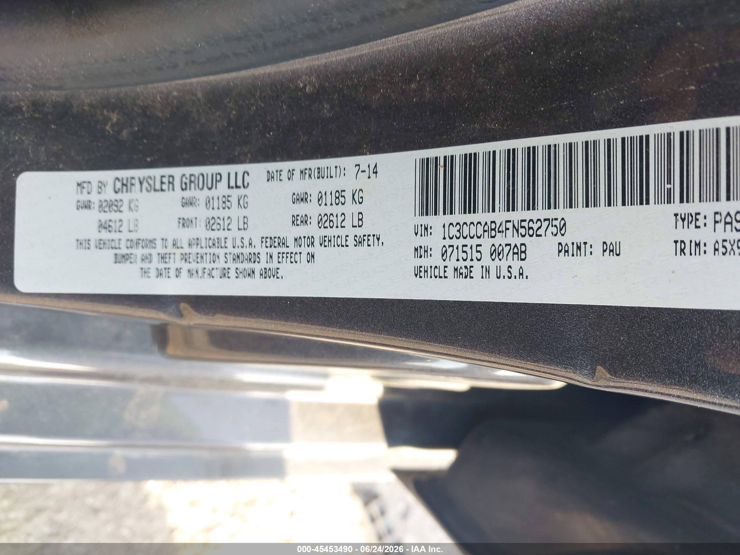 2015 Chrysler 200 Limited Gray vin: 1C3CCCAB4FN562750