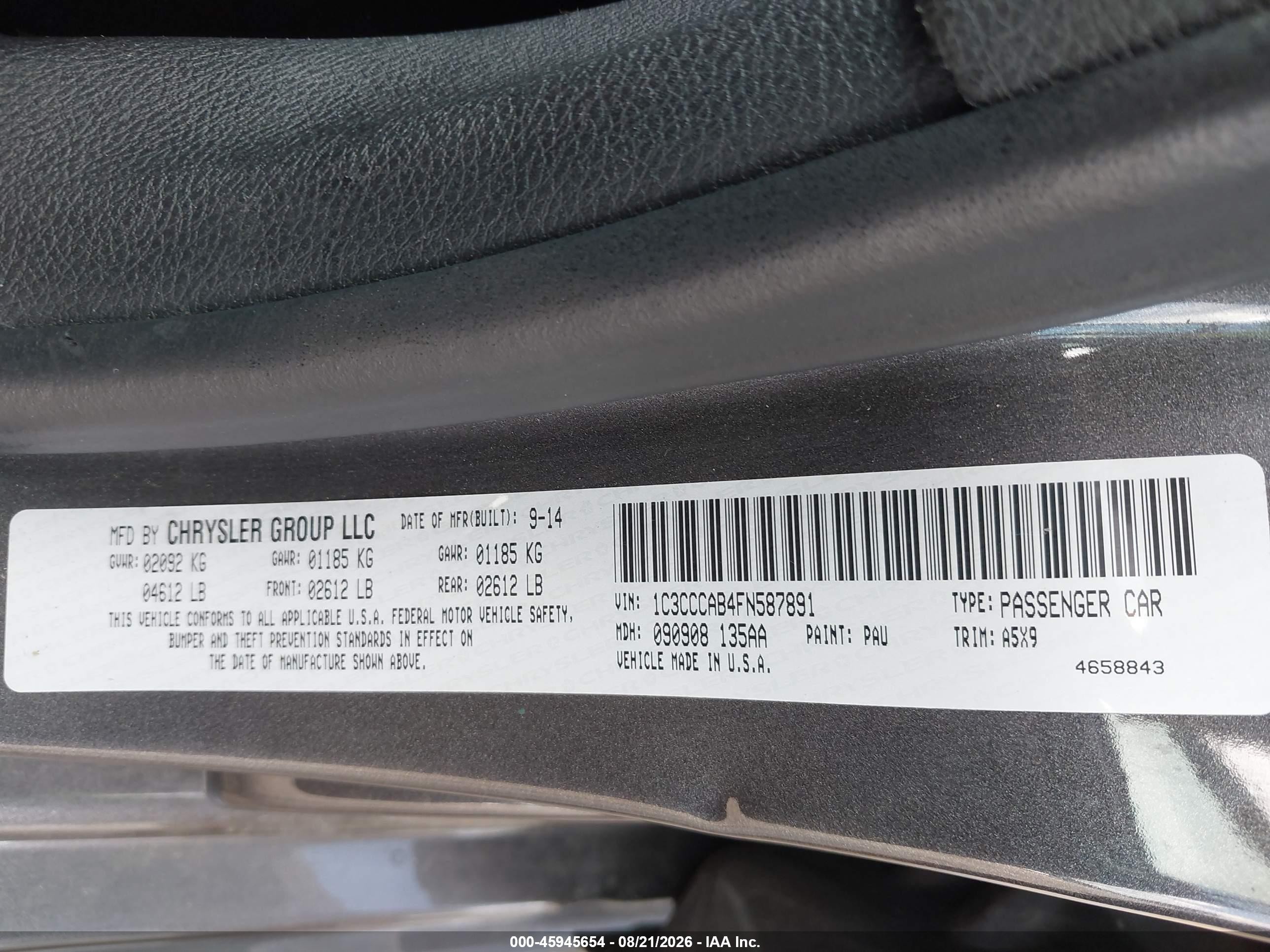 2015 Chrysler 200 Limited Gray vin: 1C3CCCAB4FN587891