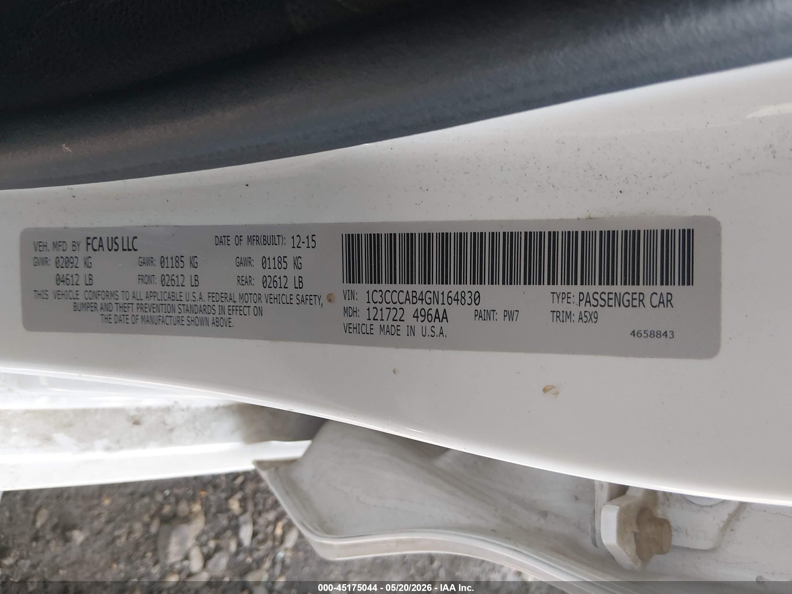 2016 Chrysler 200 Limited White vin: 1C3CCCAB4GN164830