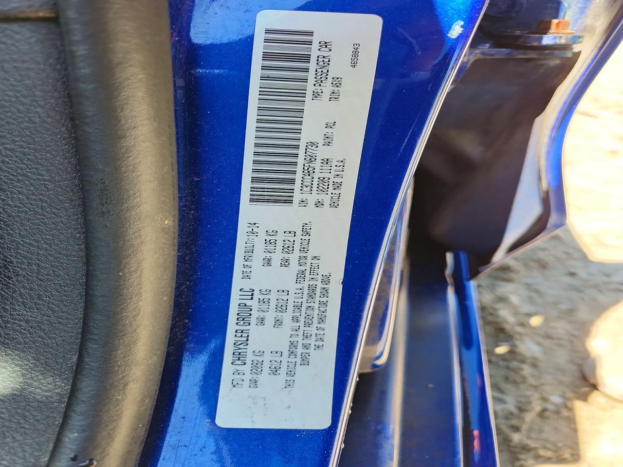 2015 Chrysler 200 Limited Blue vin: 1C3CCCAB5FN607730