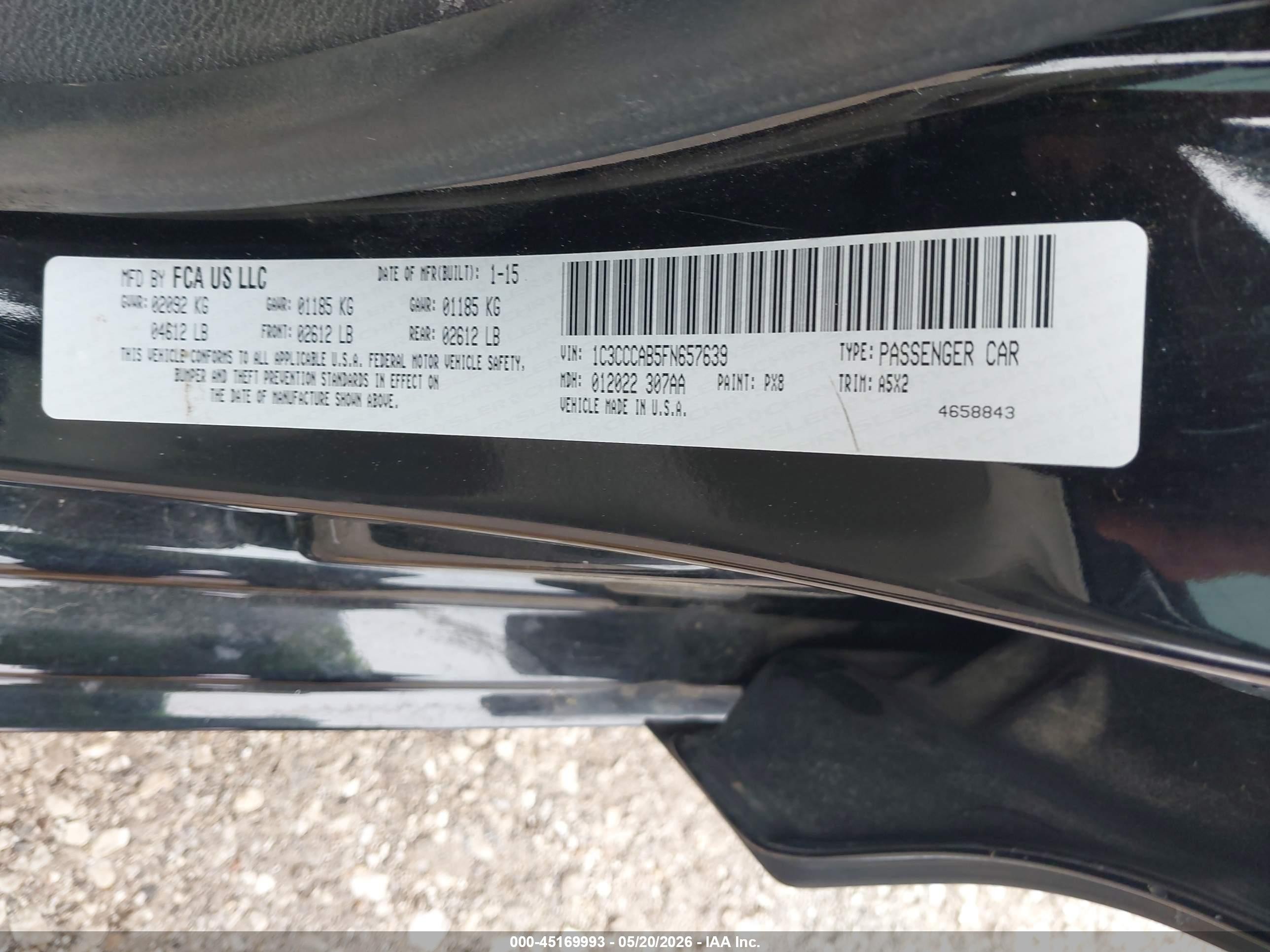 2015 Chrysler 200 Limited Black vin: 1C3CCCAB5FN657639
