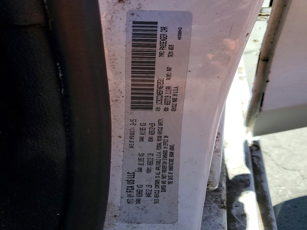 2015 Chrysler 200 Limited Белый vin: 1C3CCCAB5FN672531