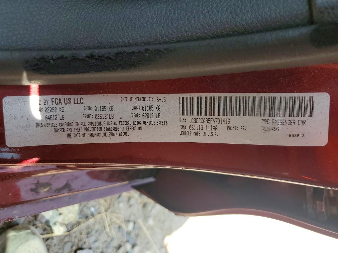 2015 Chrysler 200 Limited Red vin: 1C3CCCAB5FN731416