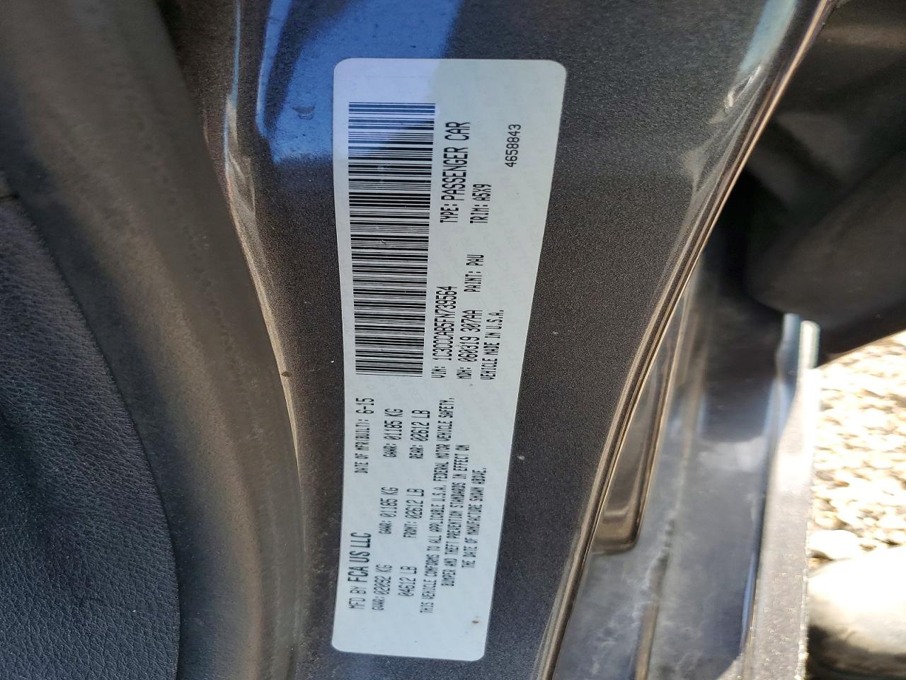 2015 Chrysler 200 Gray vin: 1C3CCCAB5FN739564