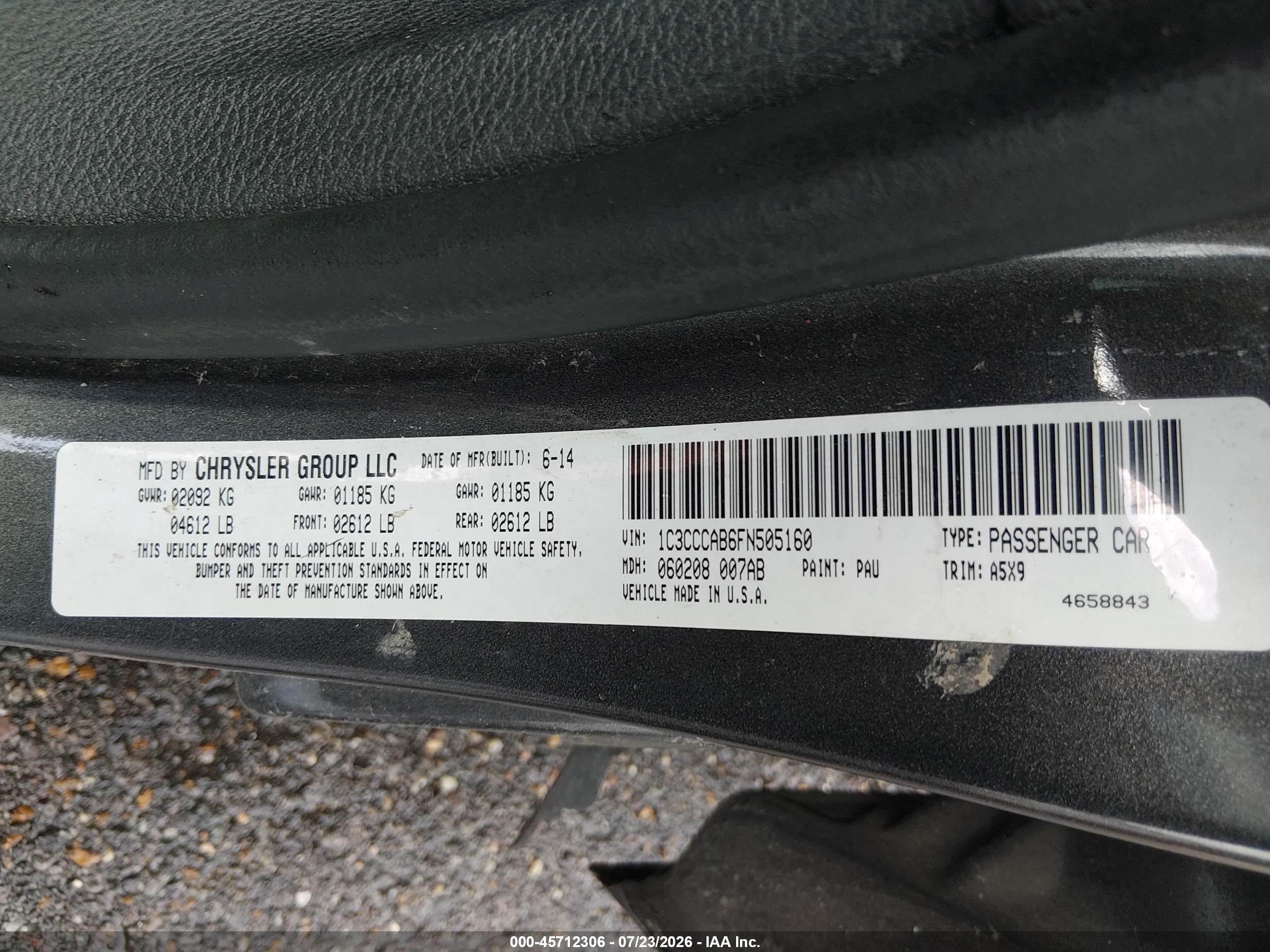 2015 Chrysler 200 Limited Gray vin: 1C3CCCAB6FN505160