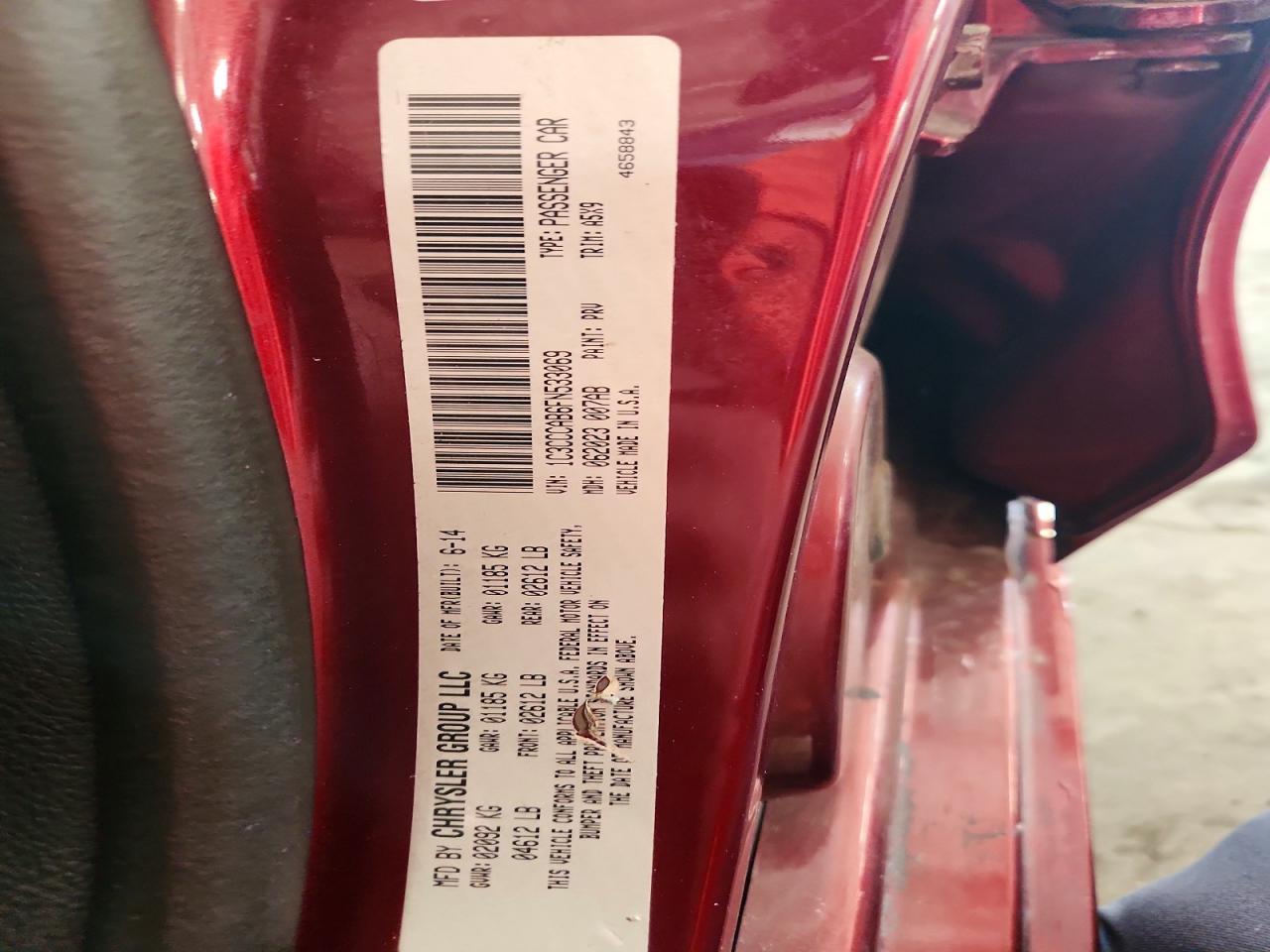 2015 Chrysler 200 Limited Maroon vin: 1C3CCCAB6FN533069