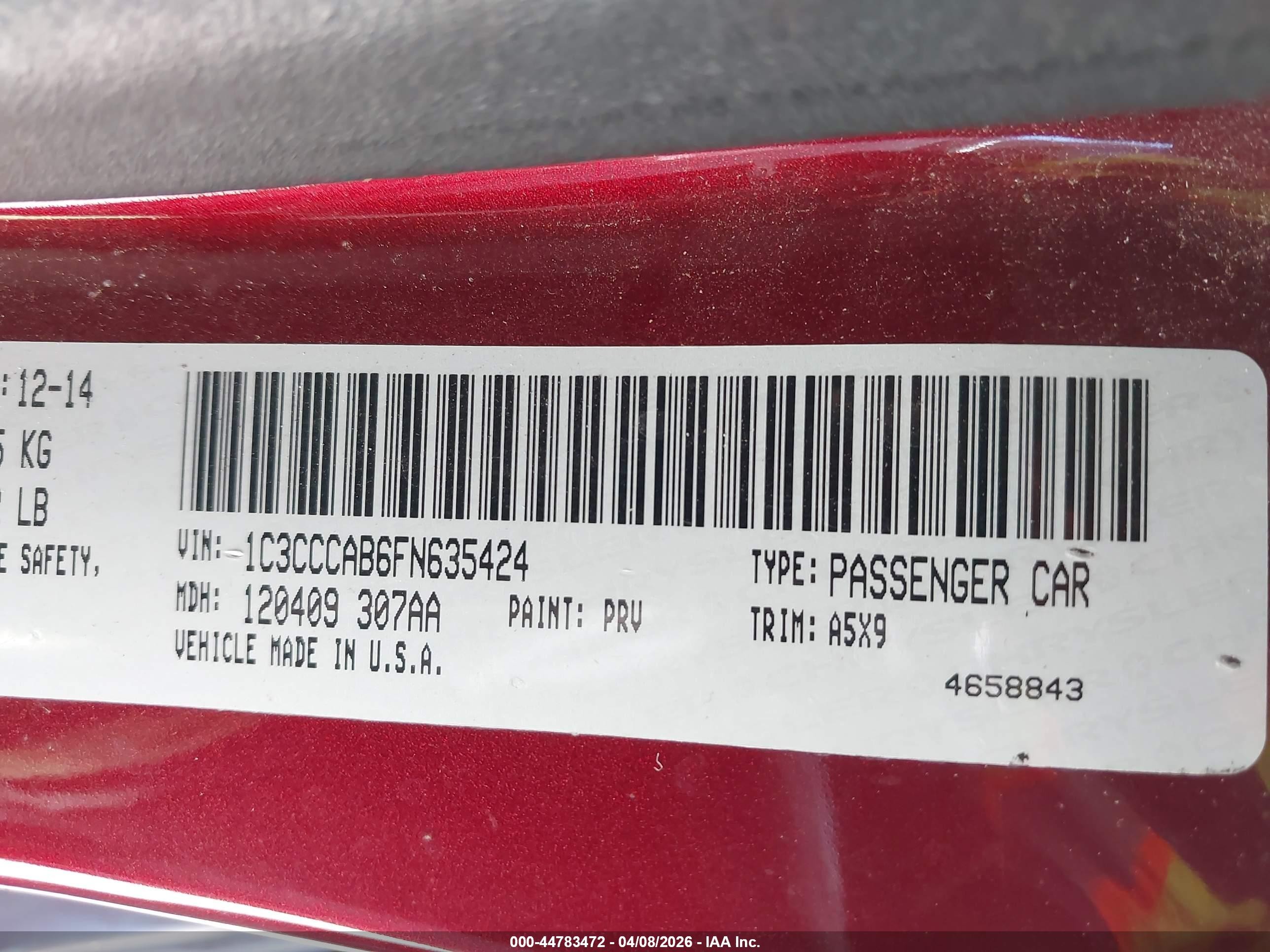 2015 Chrysler 200 Limited Maroon vin: 1C3CCCAB6FN635424