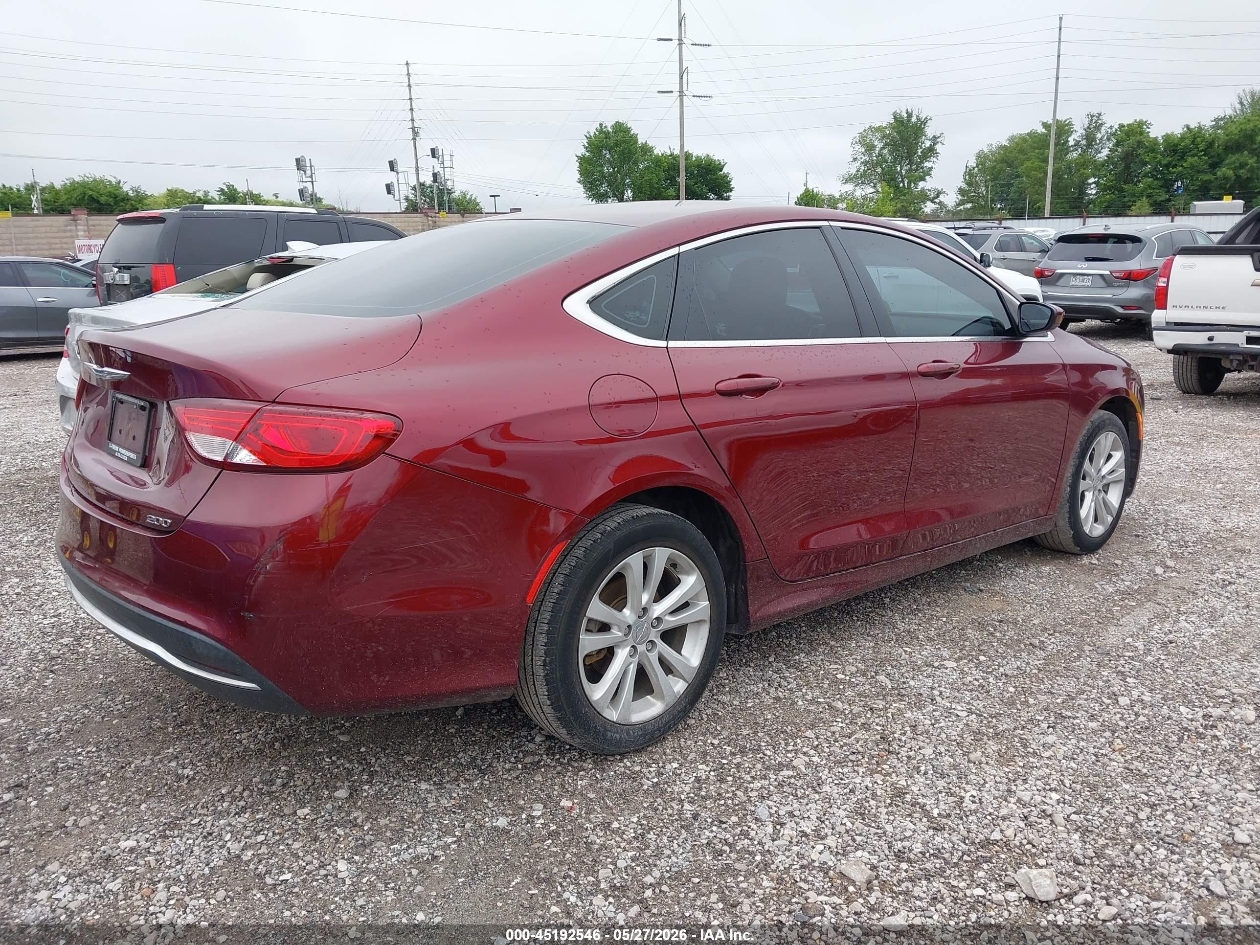 2015 Chrysler 200 Limited Maroon vin: 1C3CCCAB6FN637206