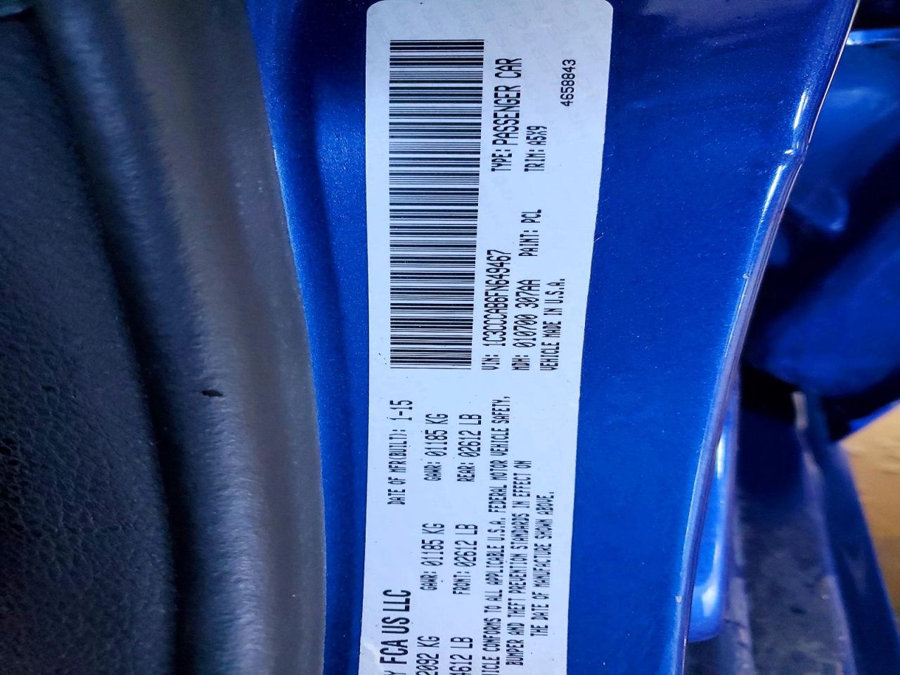2015 Chrysler 200 Limited Blue vin: 1C3CCCAB6FN649467