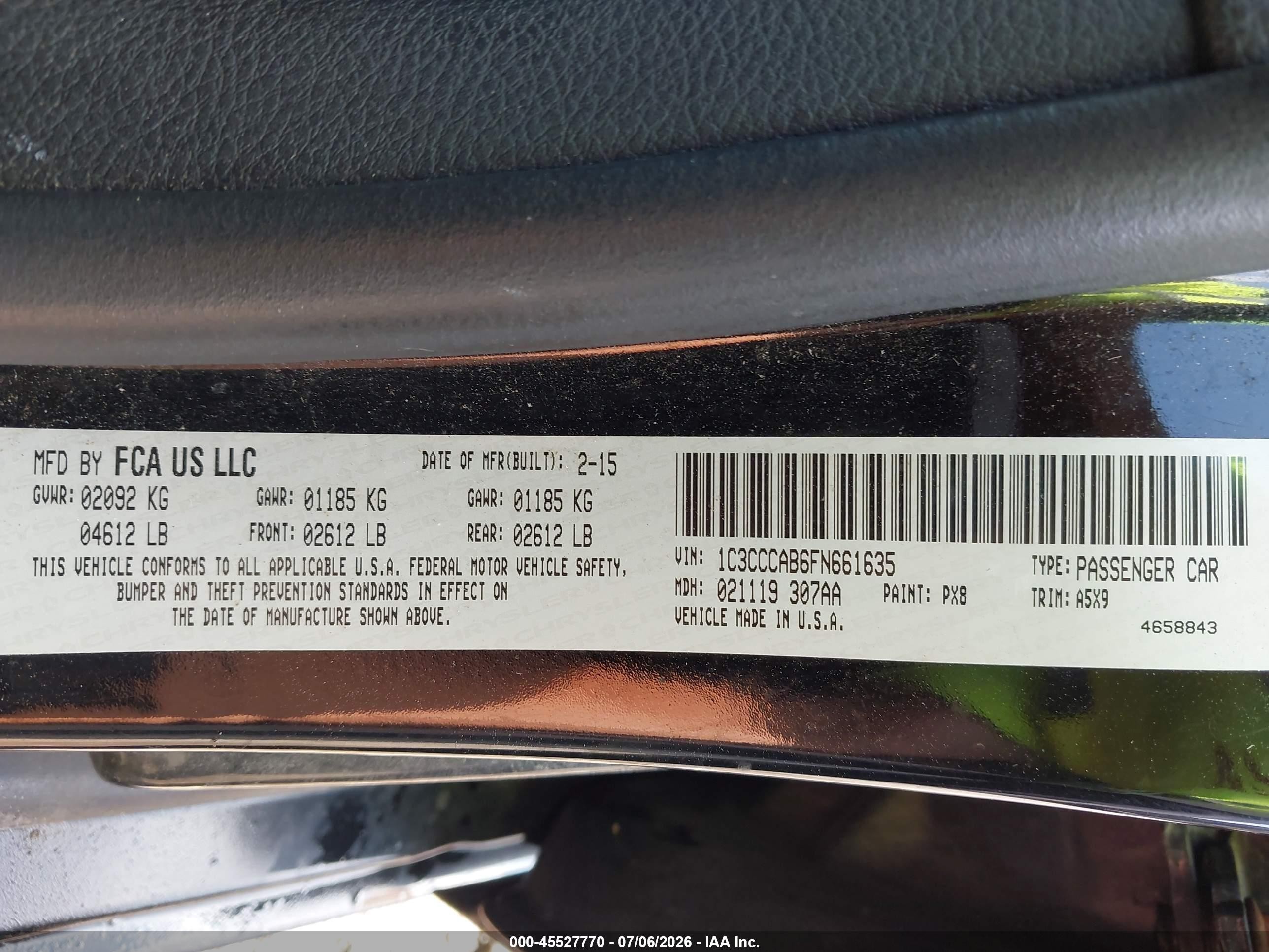 2015 Chrysler 200 Limited Black vin: 1C3CCCAB6FN661635