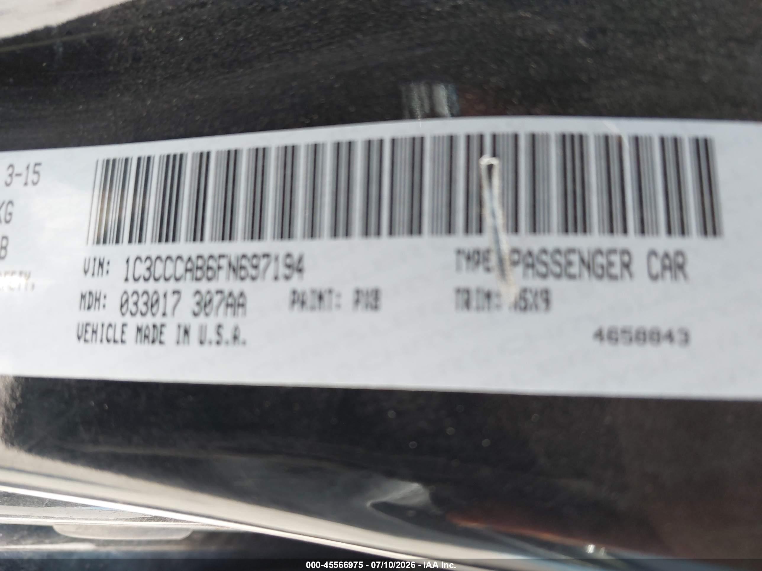 2015 Chrysler 200 Limited Black vin: 1C3CCCAB6FN697194