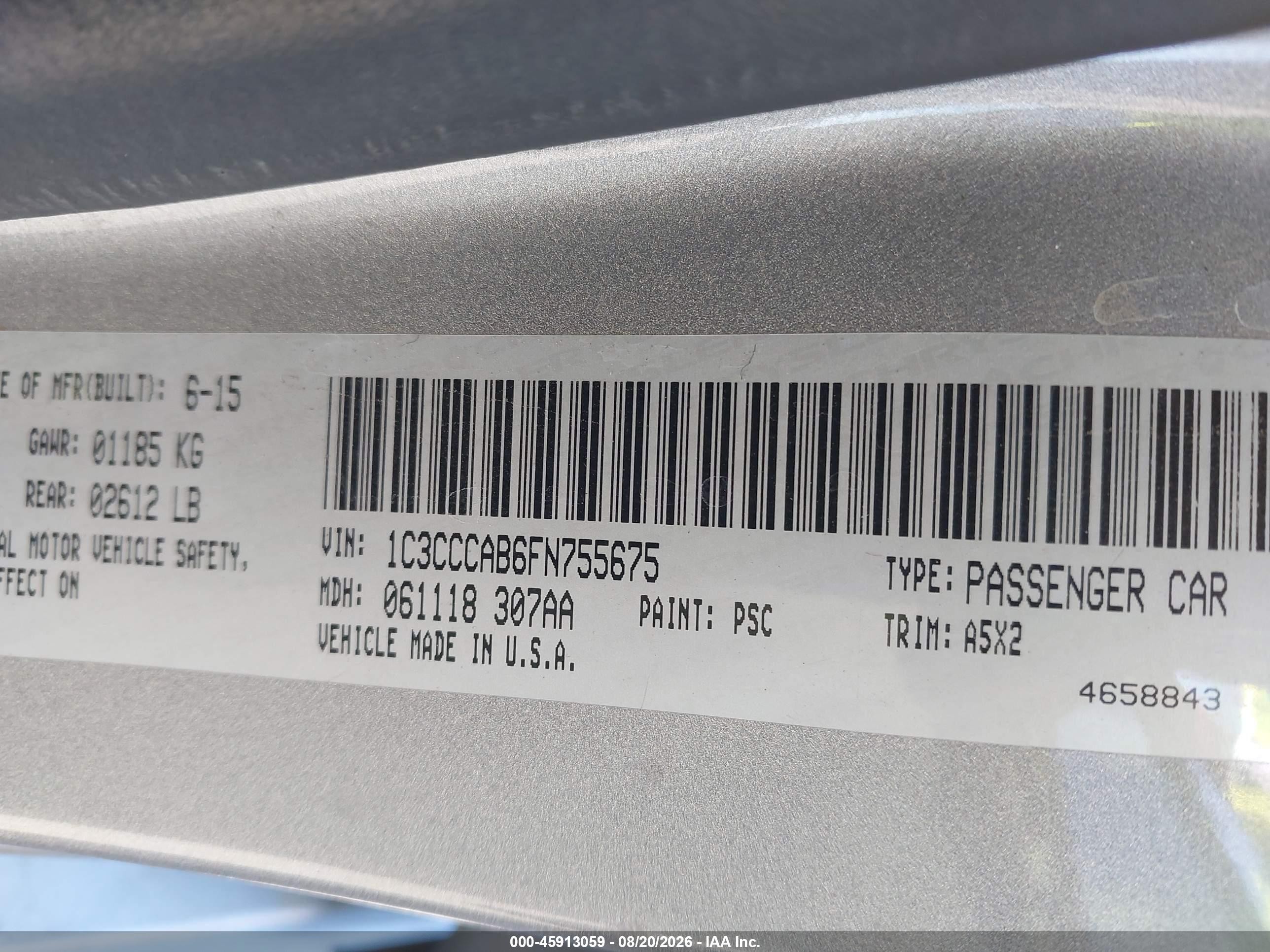 2015 Chrysler 200 Limited Silver vin: 1C3CCCAB6FN755675