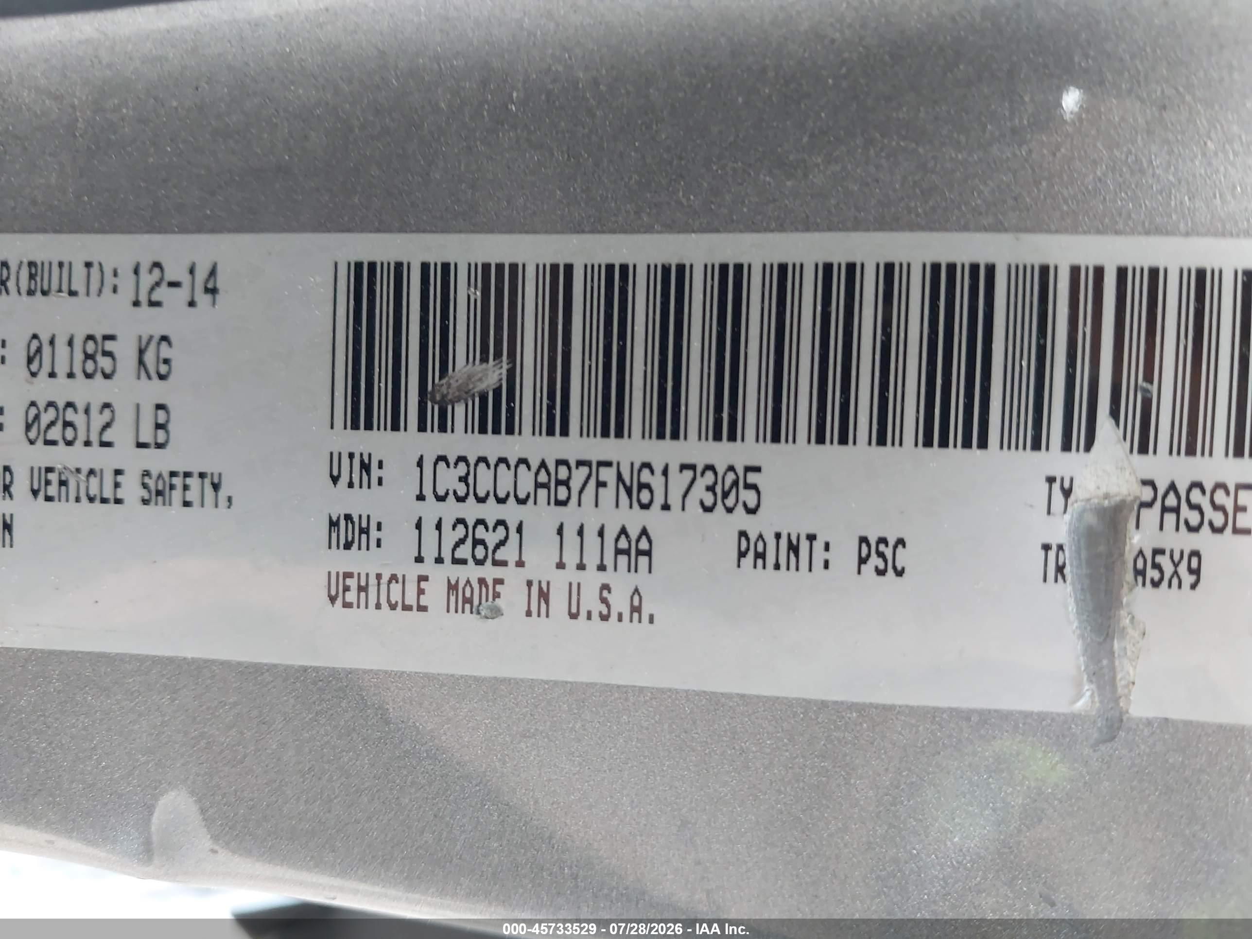 2015 Chrysler 200 Limited Silver vin: 1C3CCCAB7FN617305
