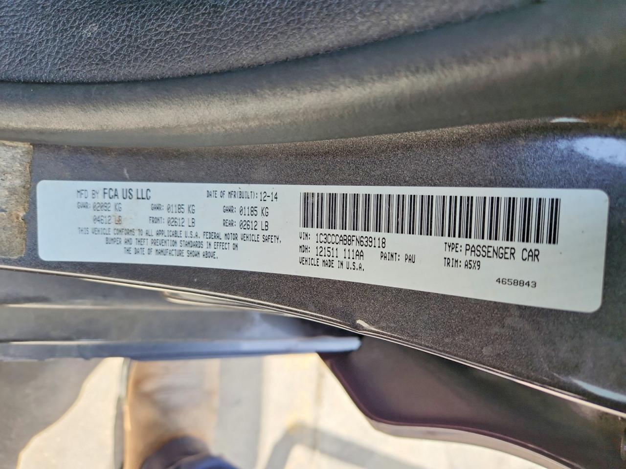 2015 Chrysler 200 Limited Серый vin: 1C3CCCAB8FN639118