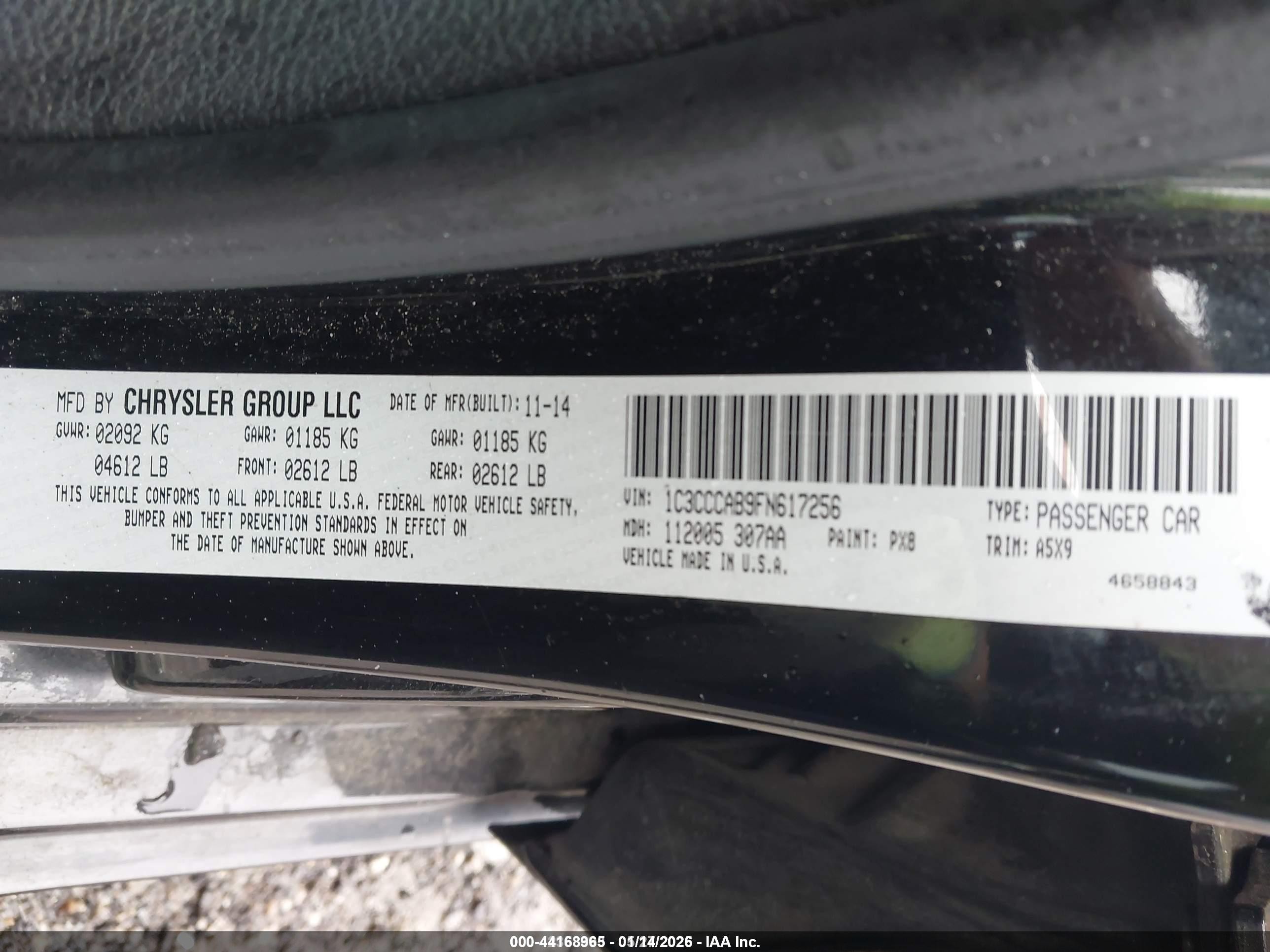 2015 Chrysler 200 Limited Black vin: 1C3CCCAB9FN617256
