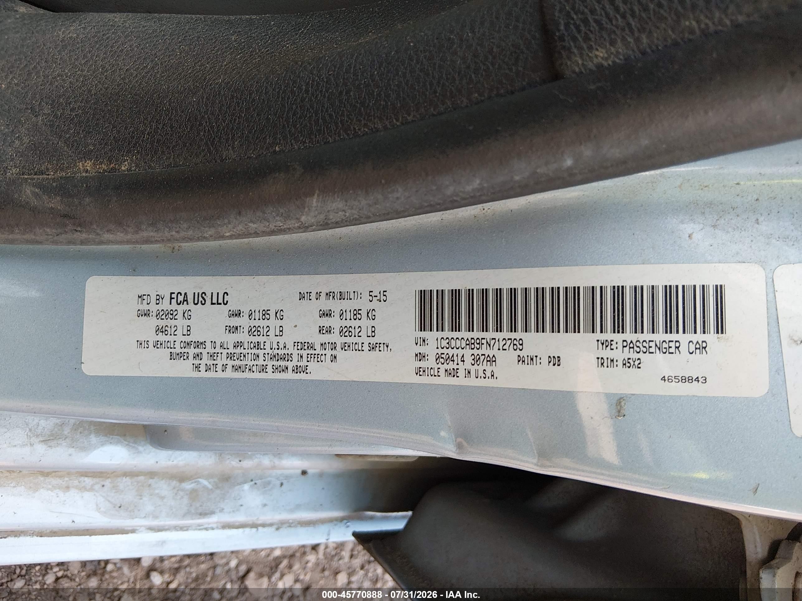 2015 Chrysler 200 Limited Light Blue vin: 1C3CCCAB9FN712769