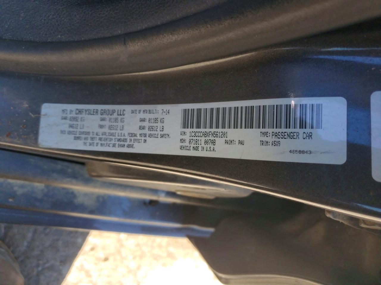 2015 Chrysler 200 Limited Серый vin: 1C3CCCABXFN561201