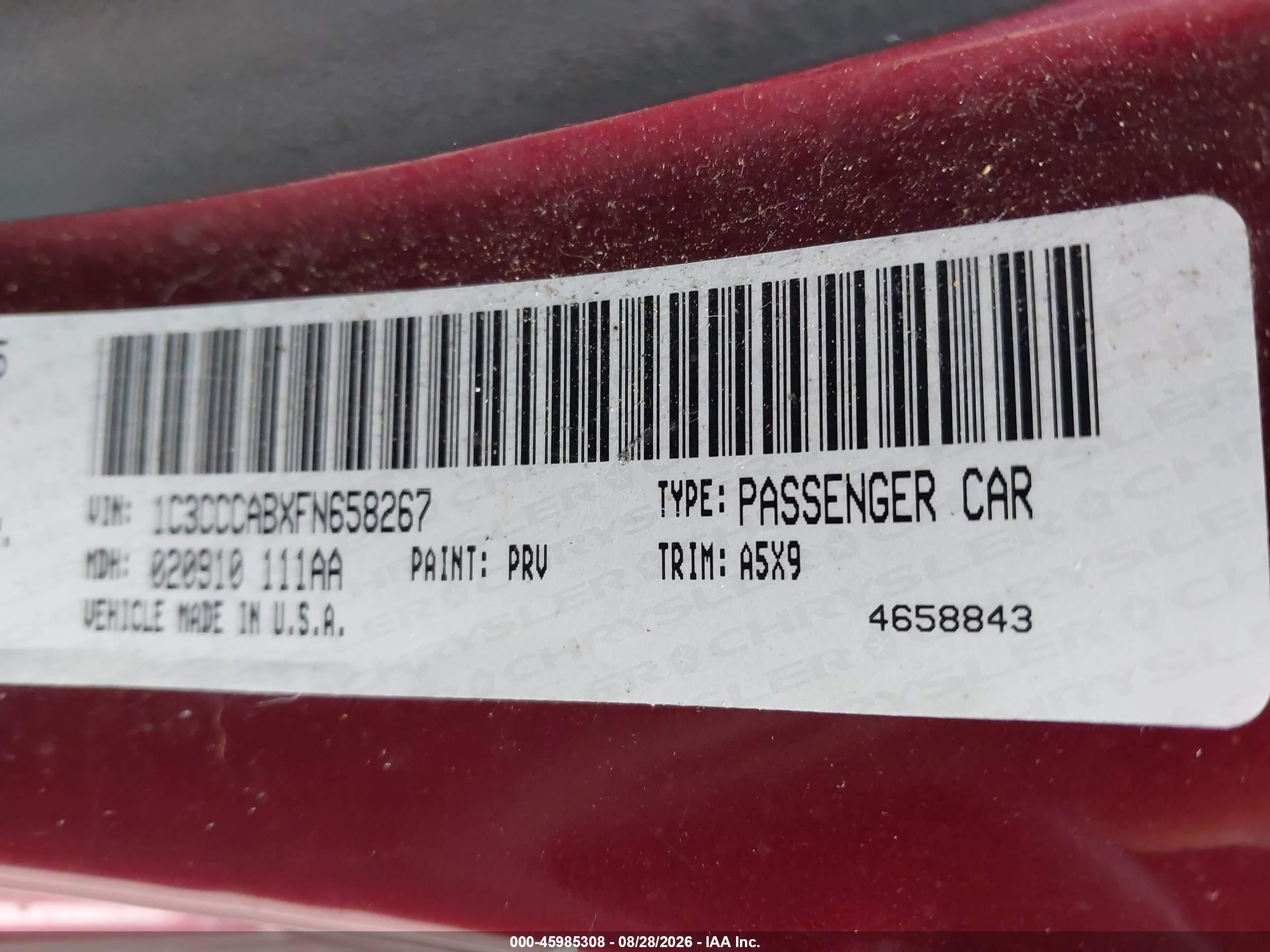 2015 Chrysler 200 Limited Burgundy vin: 1C3CCCABXFN658267