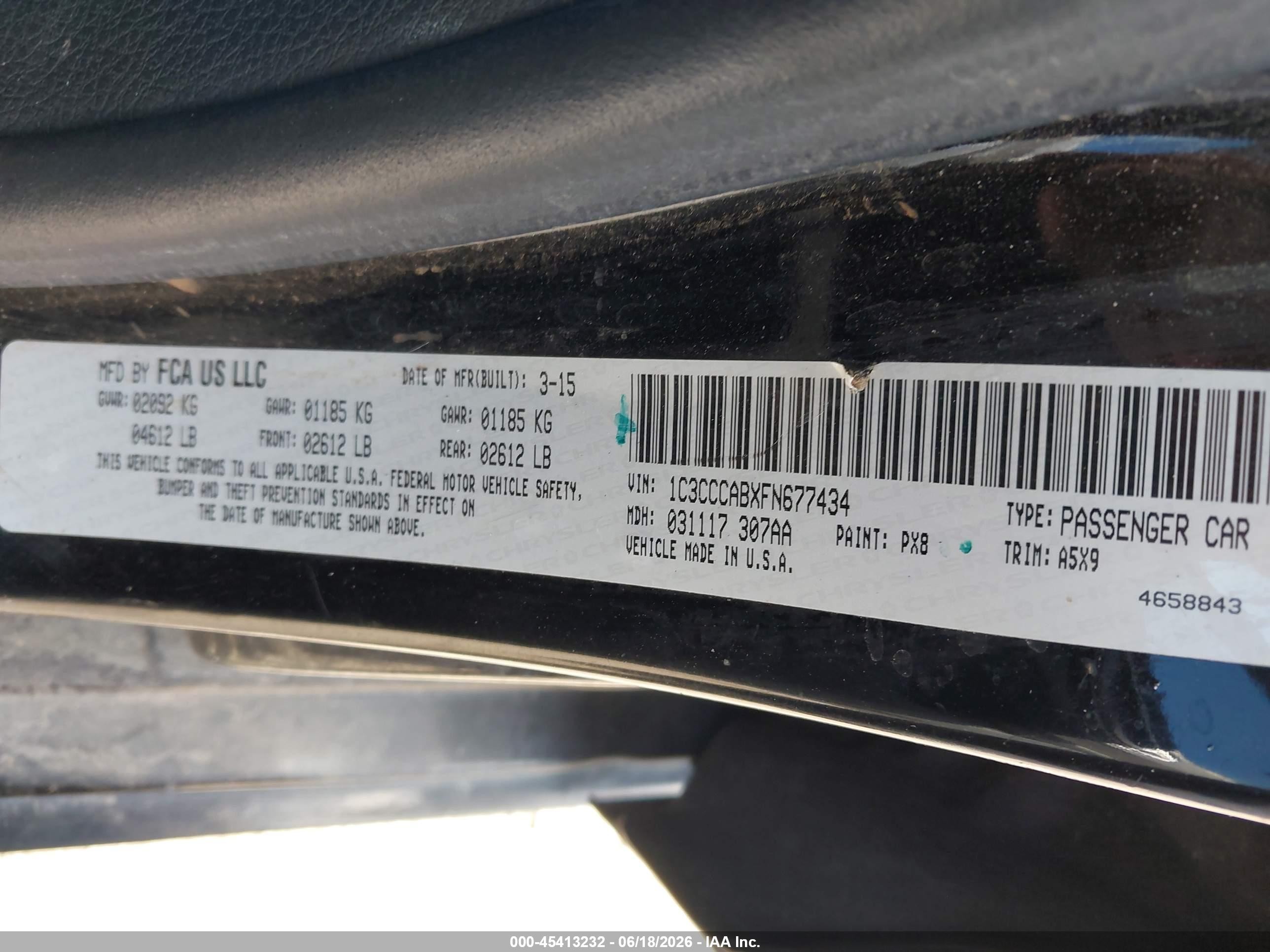 2015 Chrysler 200 Limited Black vin: 1C3CCCABXFN677434