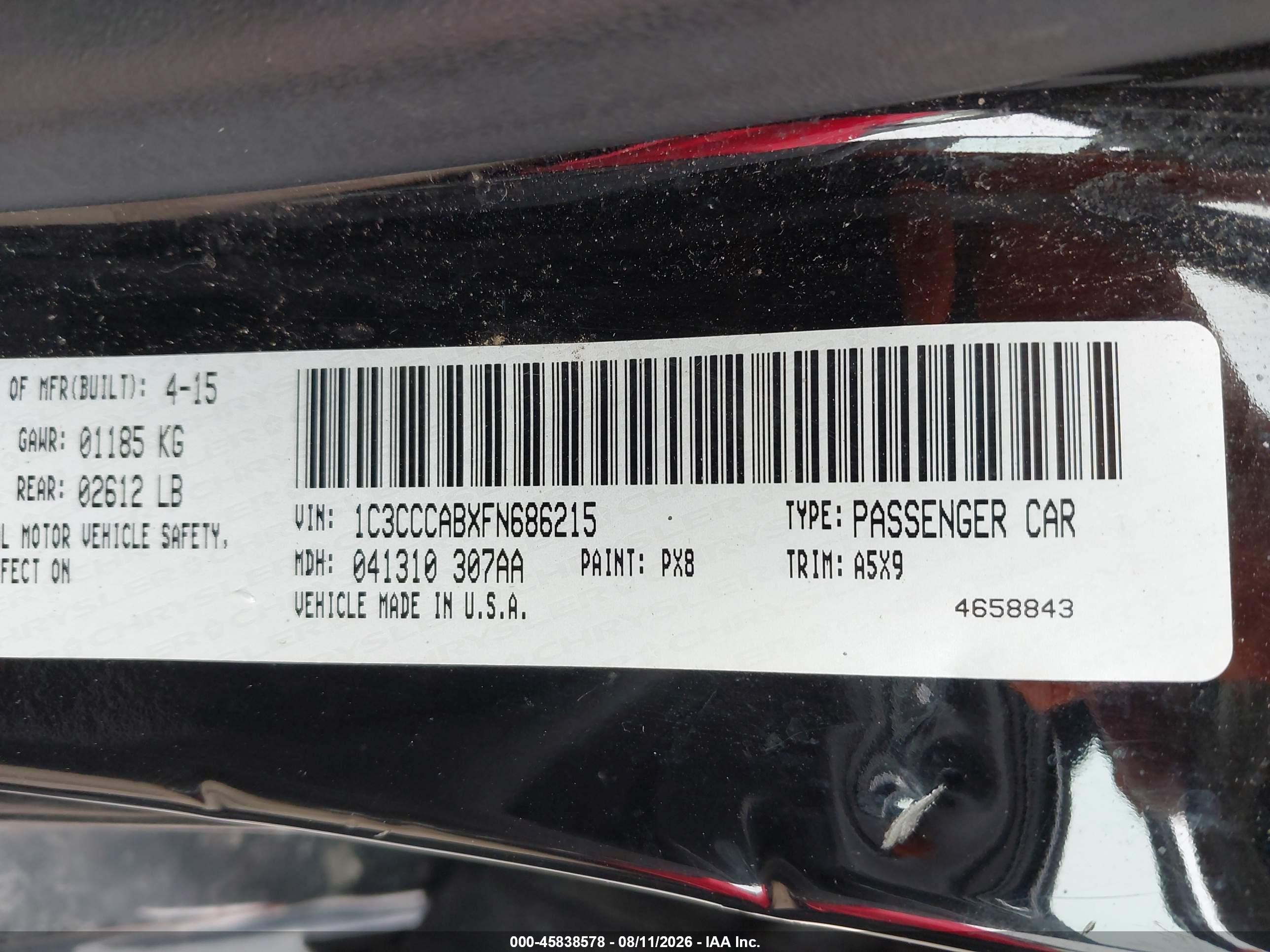 2015 Chrysler 200 Limited Black vin: 1C3CCCABXFN686215