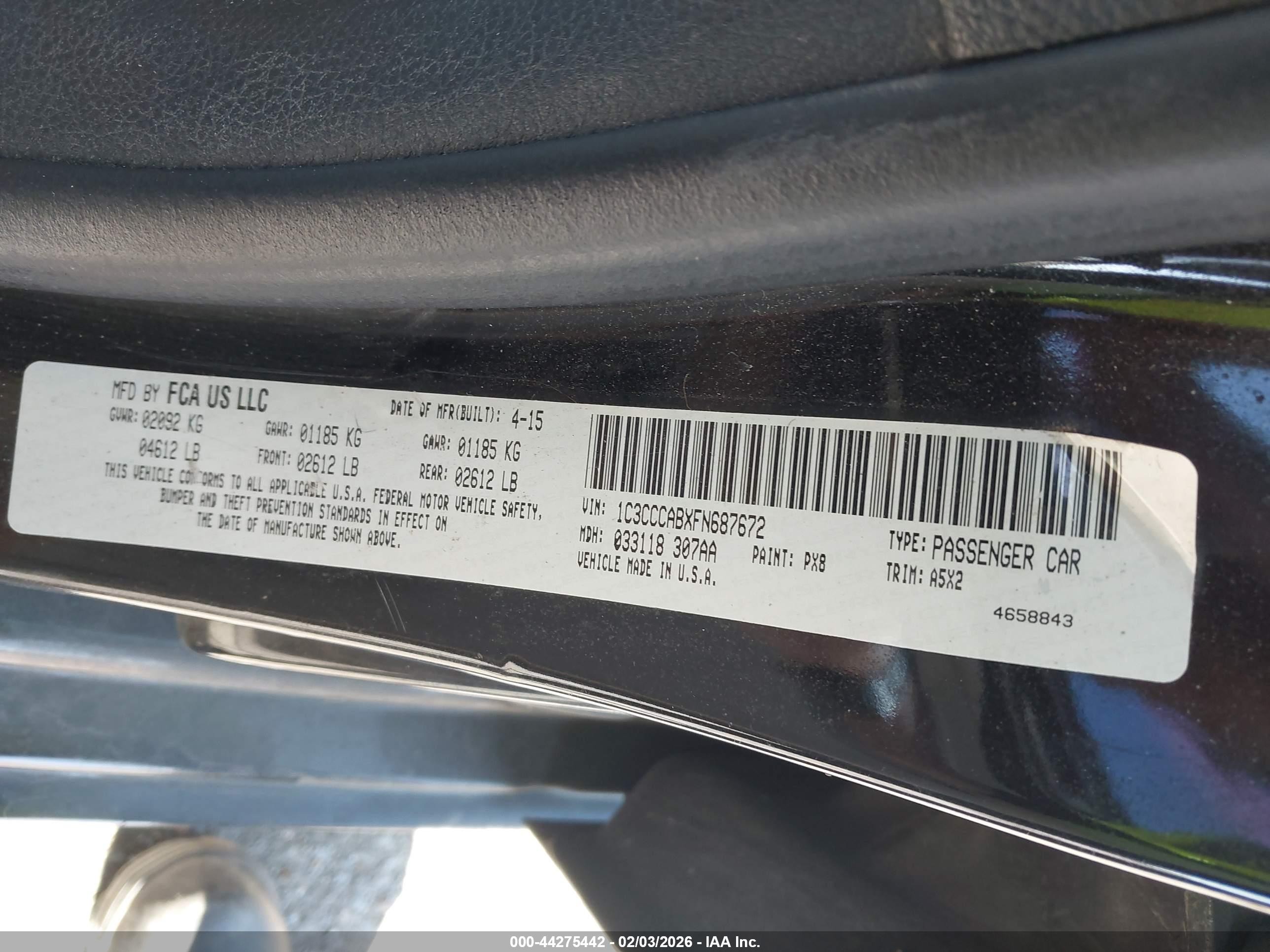 2015 Chrysler 200 Limited Черный vin: 1C3CCCABXFN687672
