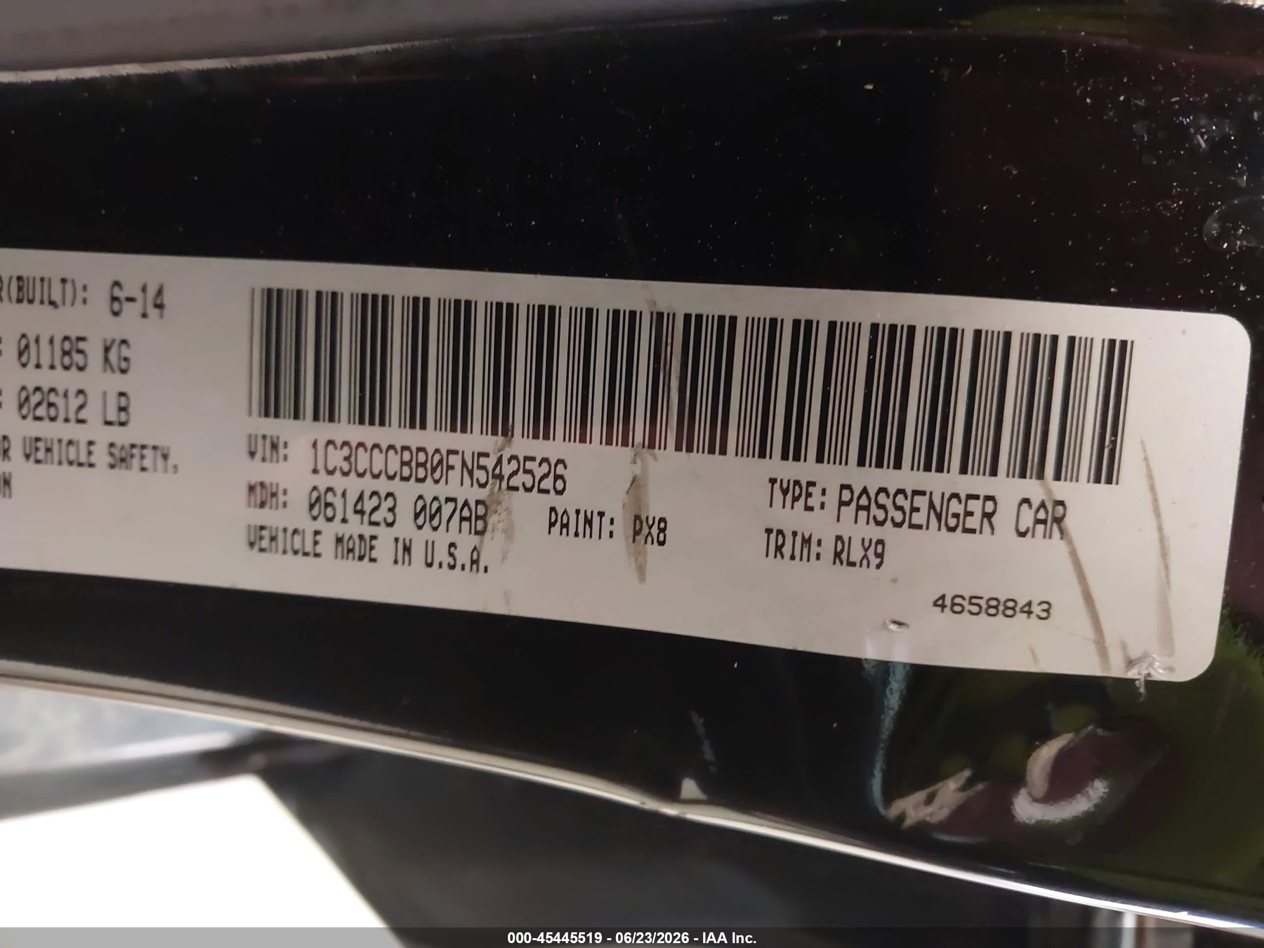 2015 Chrysler 200 S Black vin: 1C3CCCBB0FN542526
