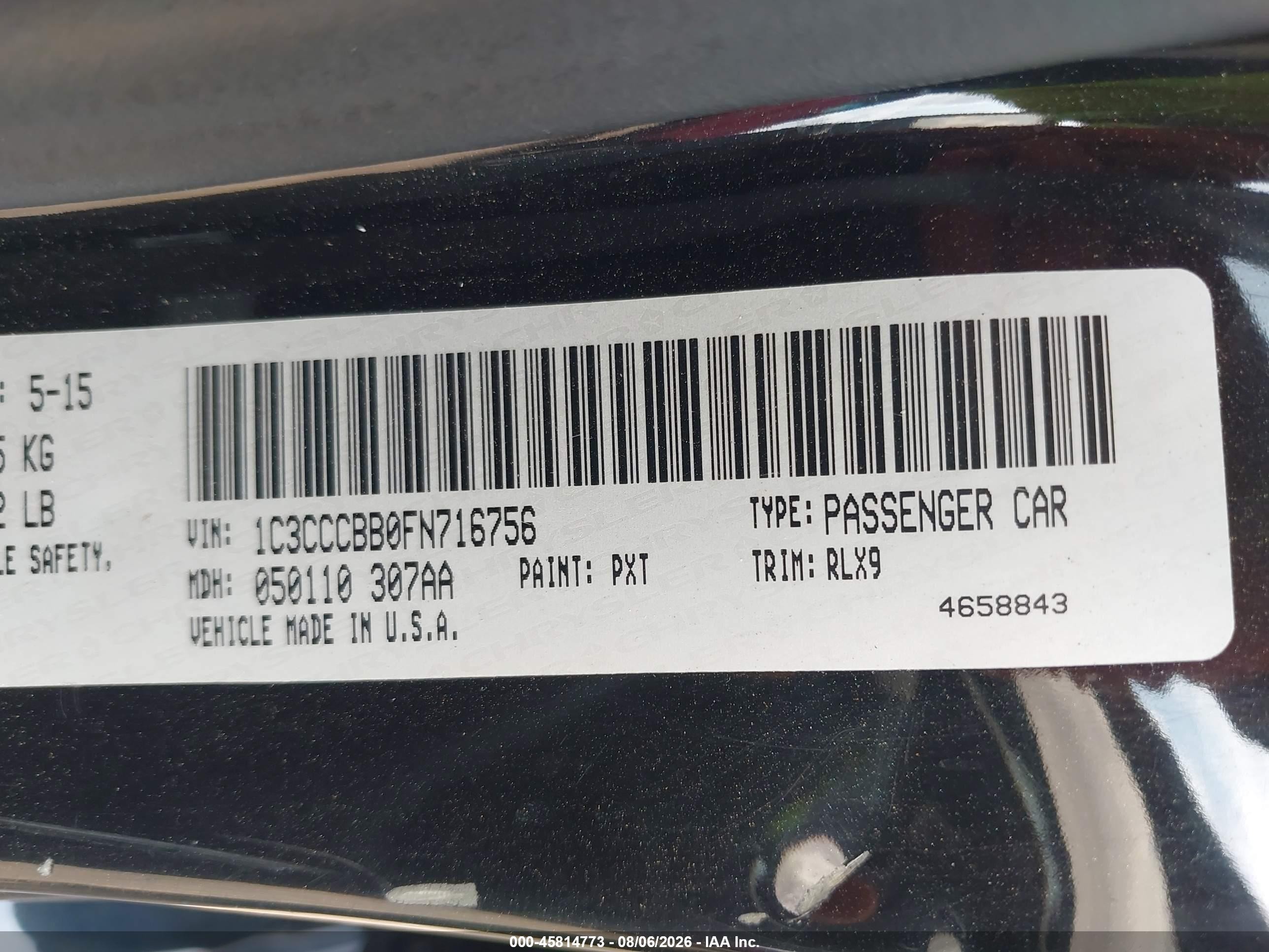 2015 Chrysler 200 S Black vin: 1C3CCCBB0FN716756