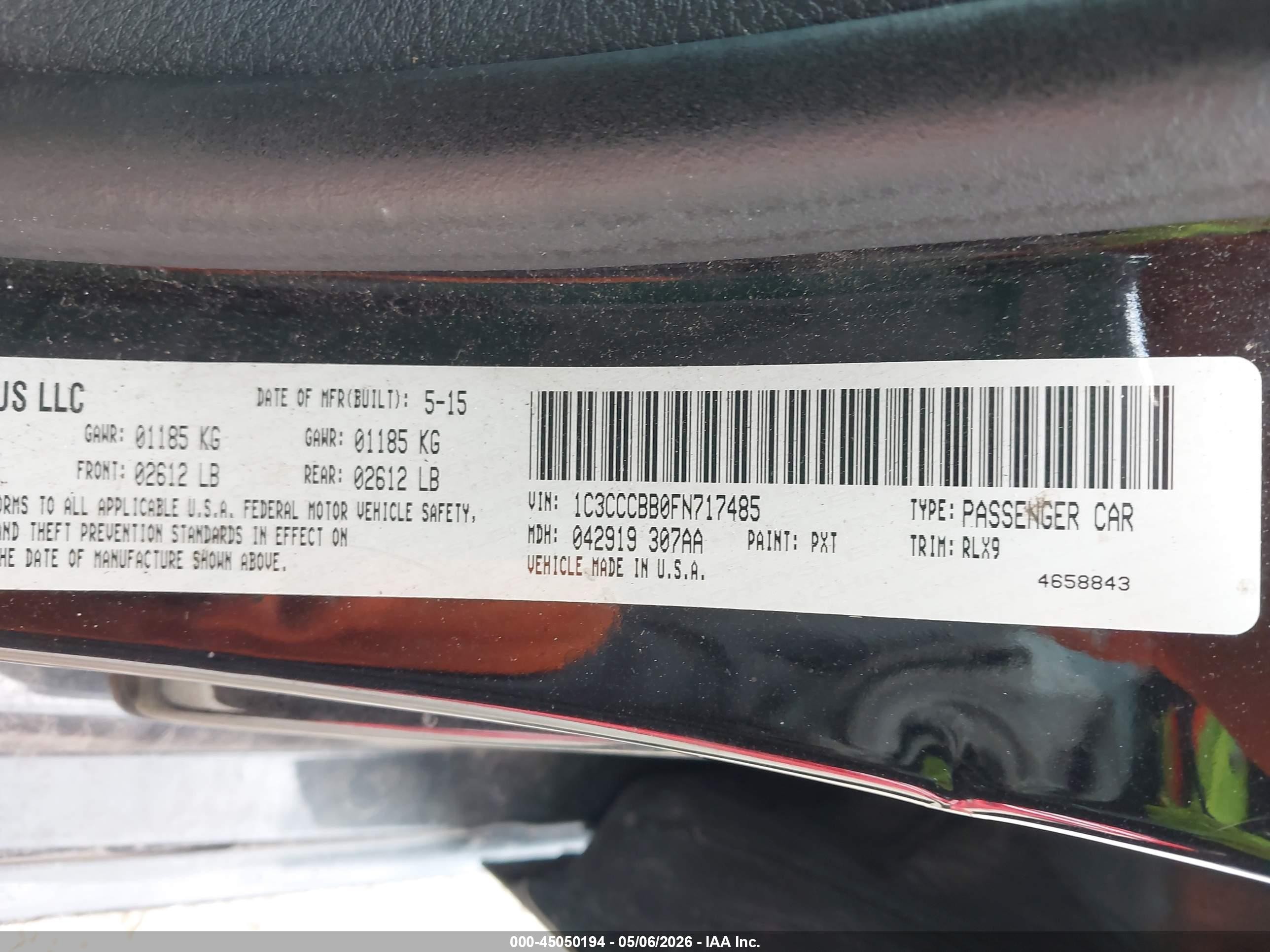 2015 Chrysler 200 S Черный vin: 1C3CCCBB0FN717485