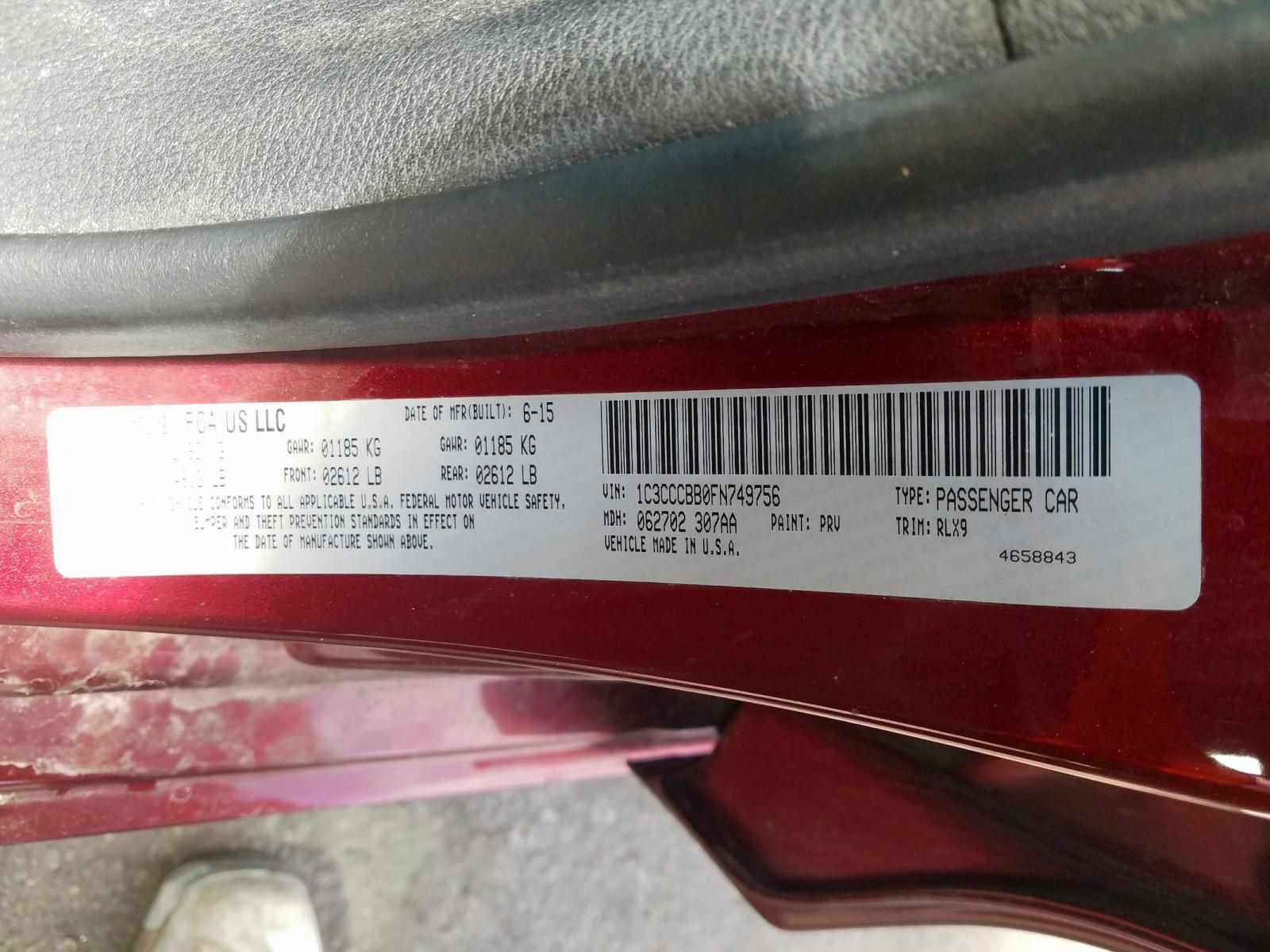 2015 Chrysler 200 S Red vin: 1C3CCCBB0FN749756