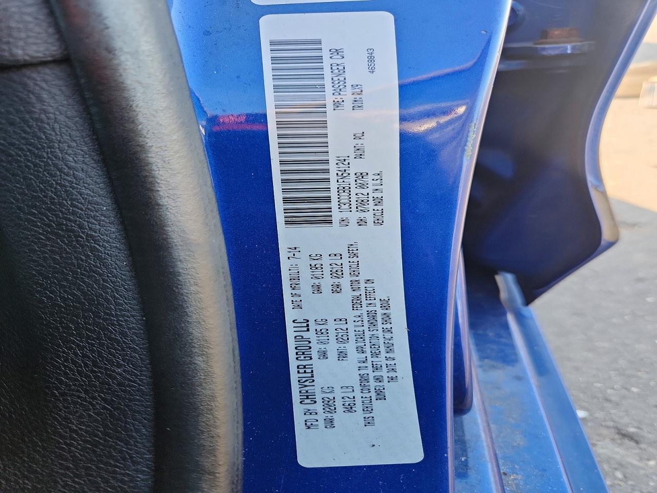 2015 Chrysler 200 S Blue vin: 1C3CCCBB1FN541241