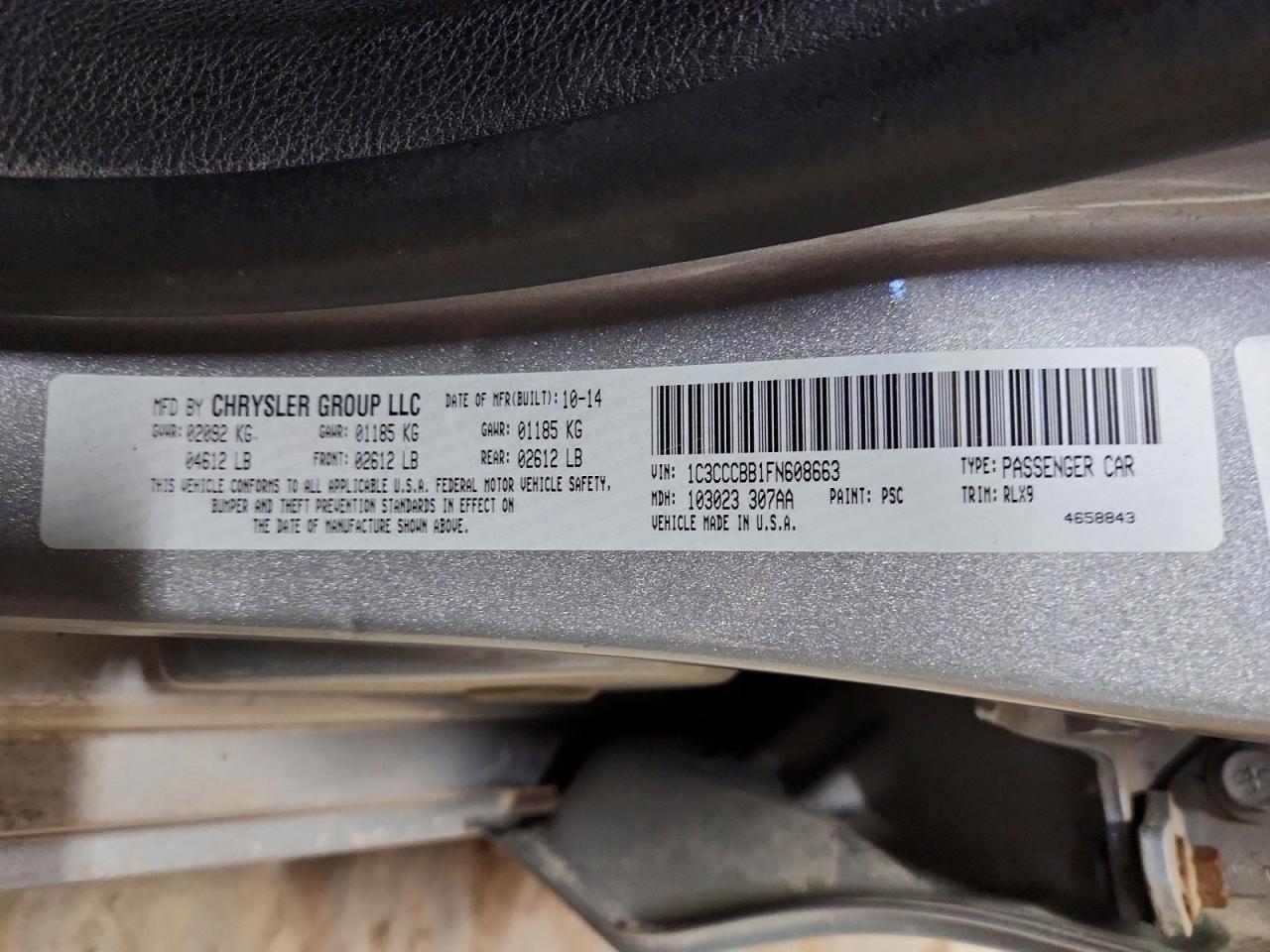 2015 Chrysler 200 S Silver vin: 1C3CCCBB1FN608663