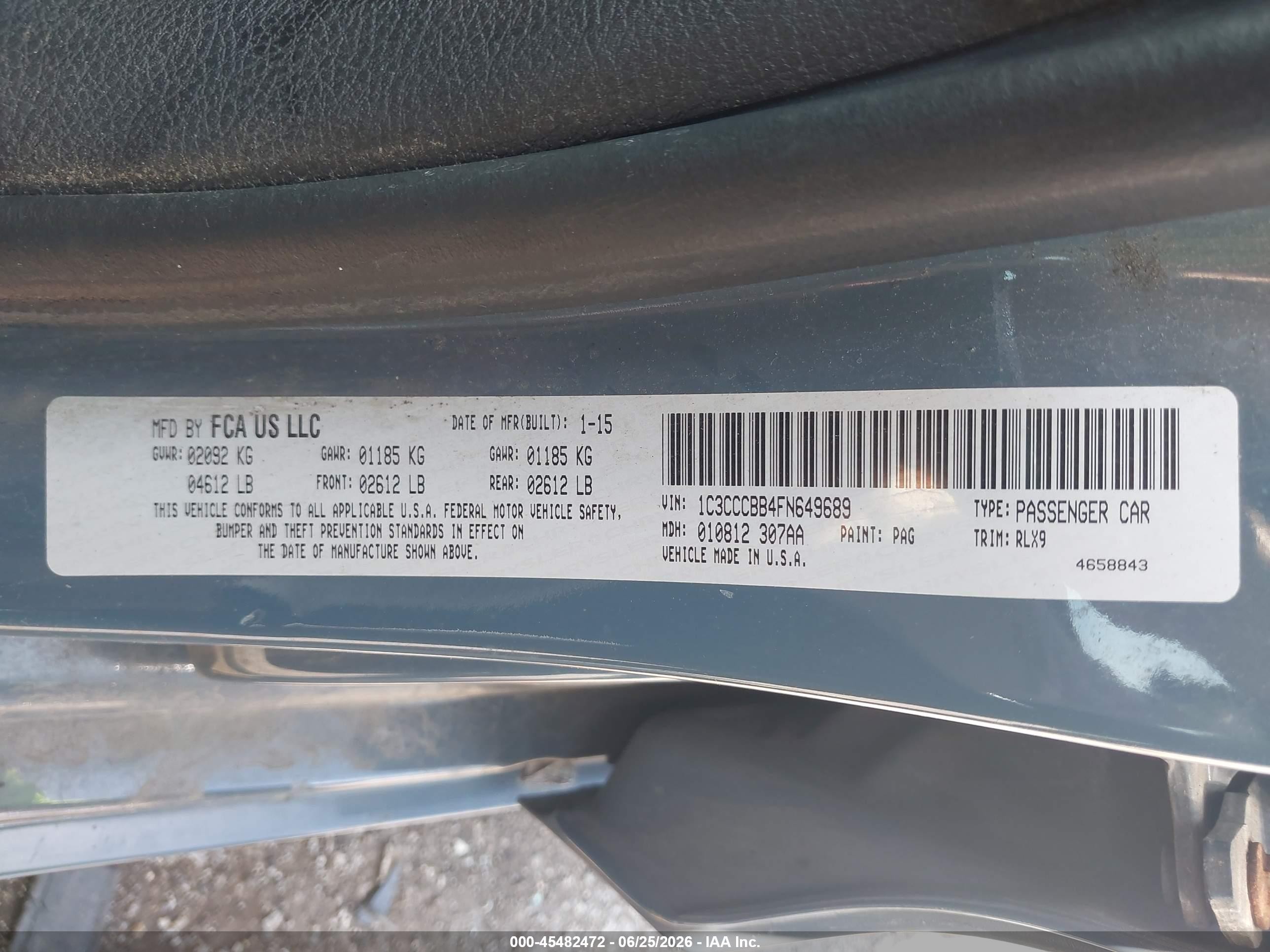 2015 Chrysler 200 S Blue vin: 1C3CCCBB4FN649689