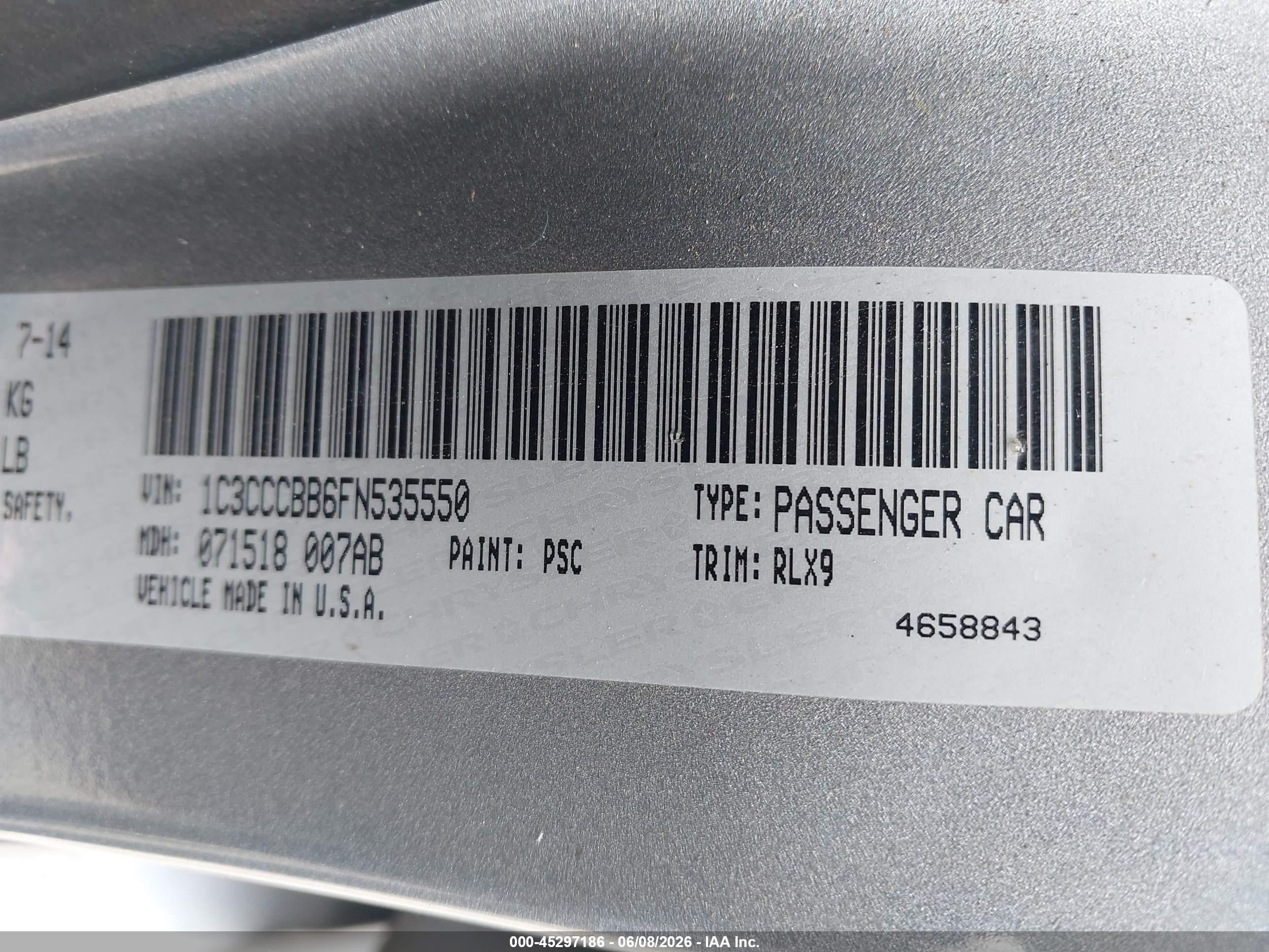 2015 Chrysler 200 S Gray vin: 1C3CCCBB6FN535550