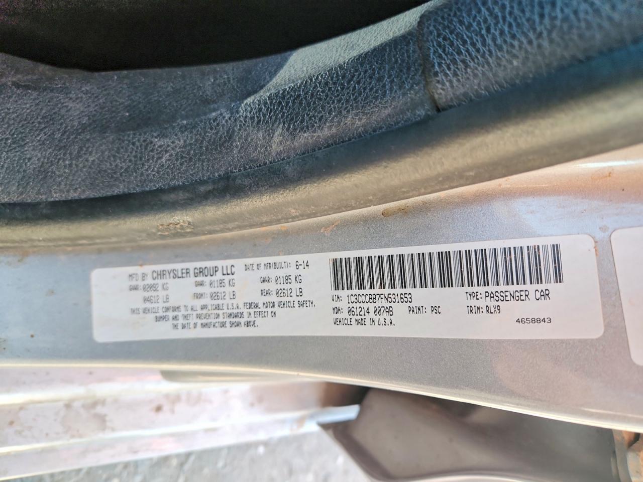 2015 Chrysler 200 S Silver vin: 1C3CCCBB7FN531653