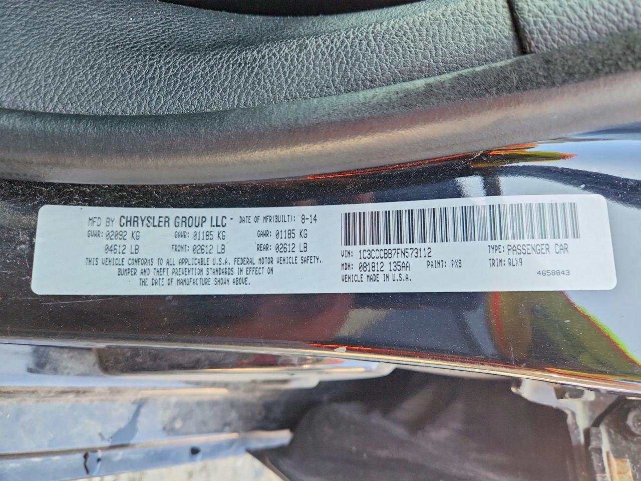 2015 Chrysler 200 S Черный vin: 1C3CCCBB7FN573112