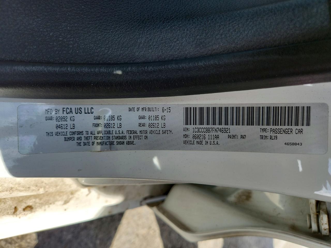2015 Chrysler 200 S White vin: 1C3CCCBB7FN746921