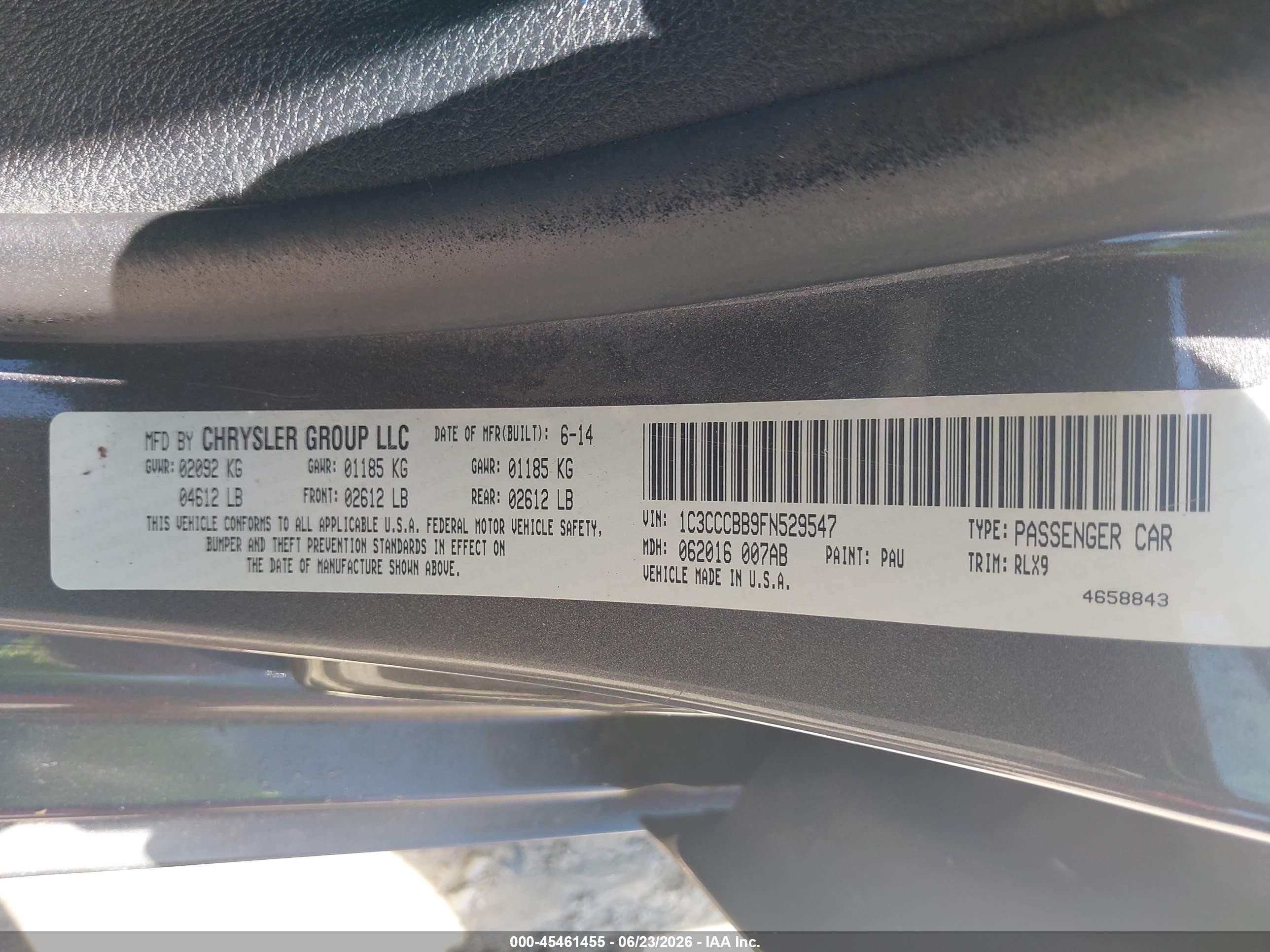 2015 Chrysler 200 S Серый vin: 1C3CCCBB9FN529547