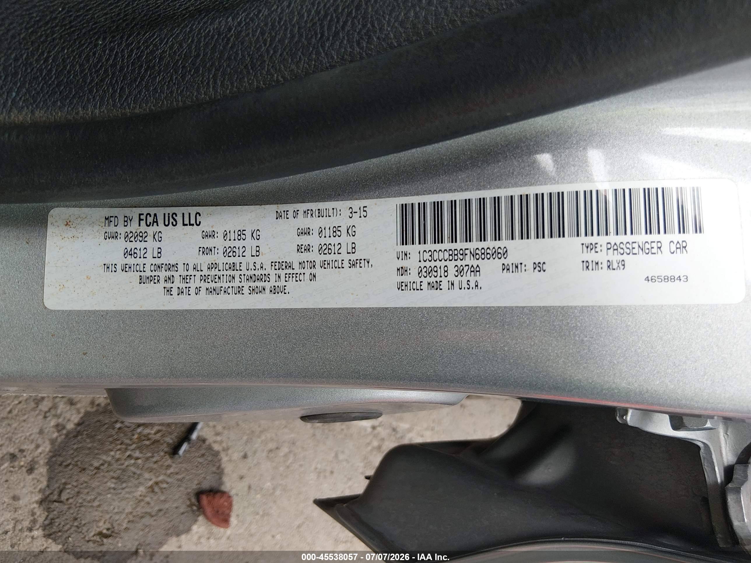 2015 Chrysler 200 S Gray vin: 1C3CCCBB9FN686060