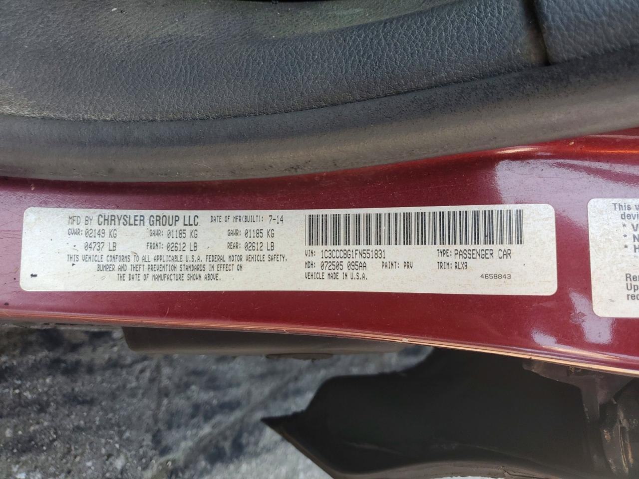 2015 Chrysler 200 S Red vin: 1C3CCCBG1FN551831