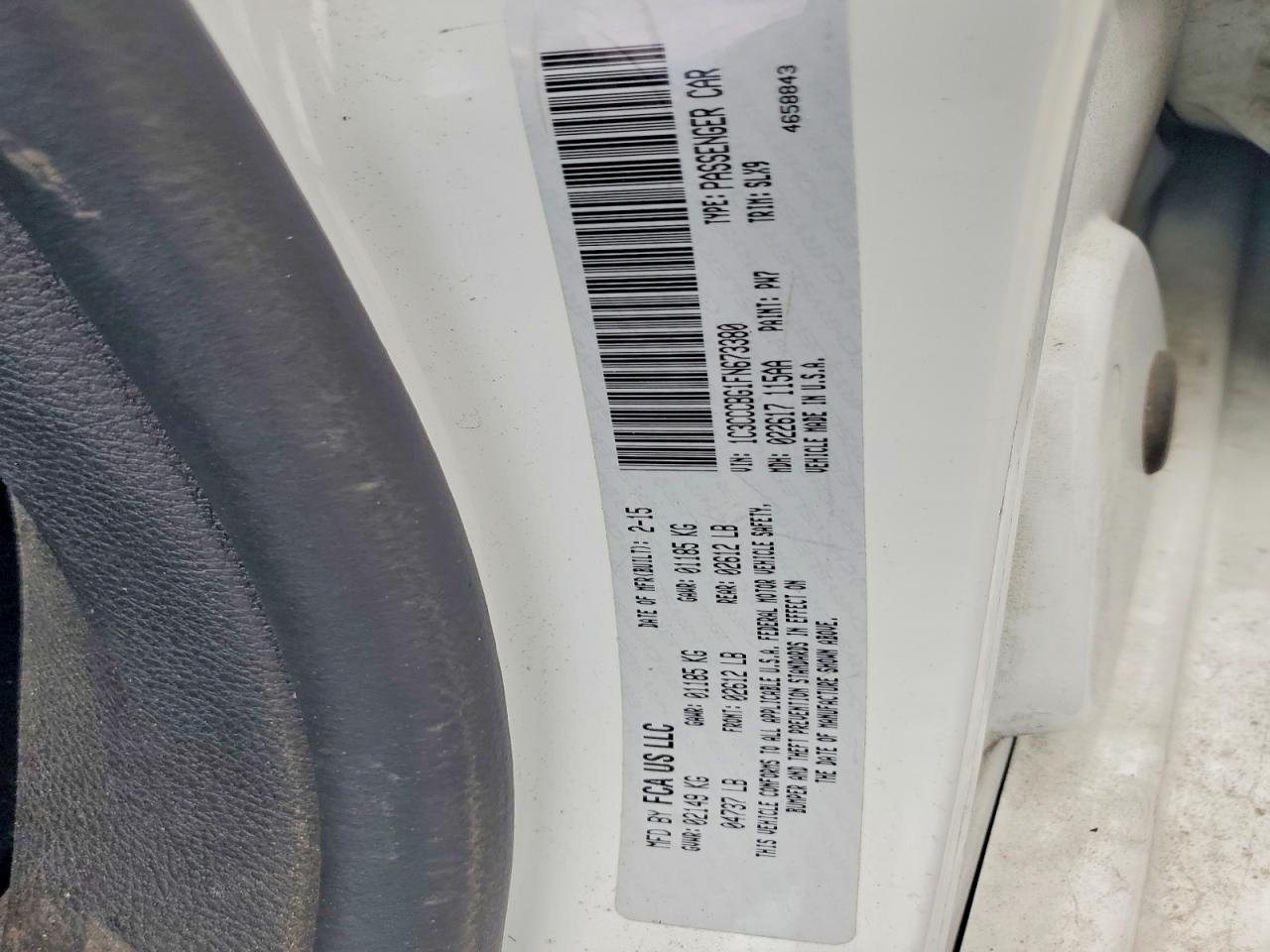 2015 Chrysler 200 S White vin: 1C3CCCBG1FN673380