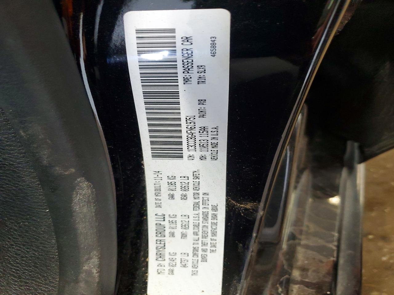 2015 Chrysler 200 S Черный vin: 1C3CCCBG4FN619751