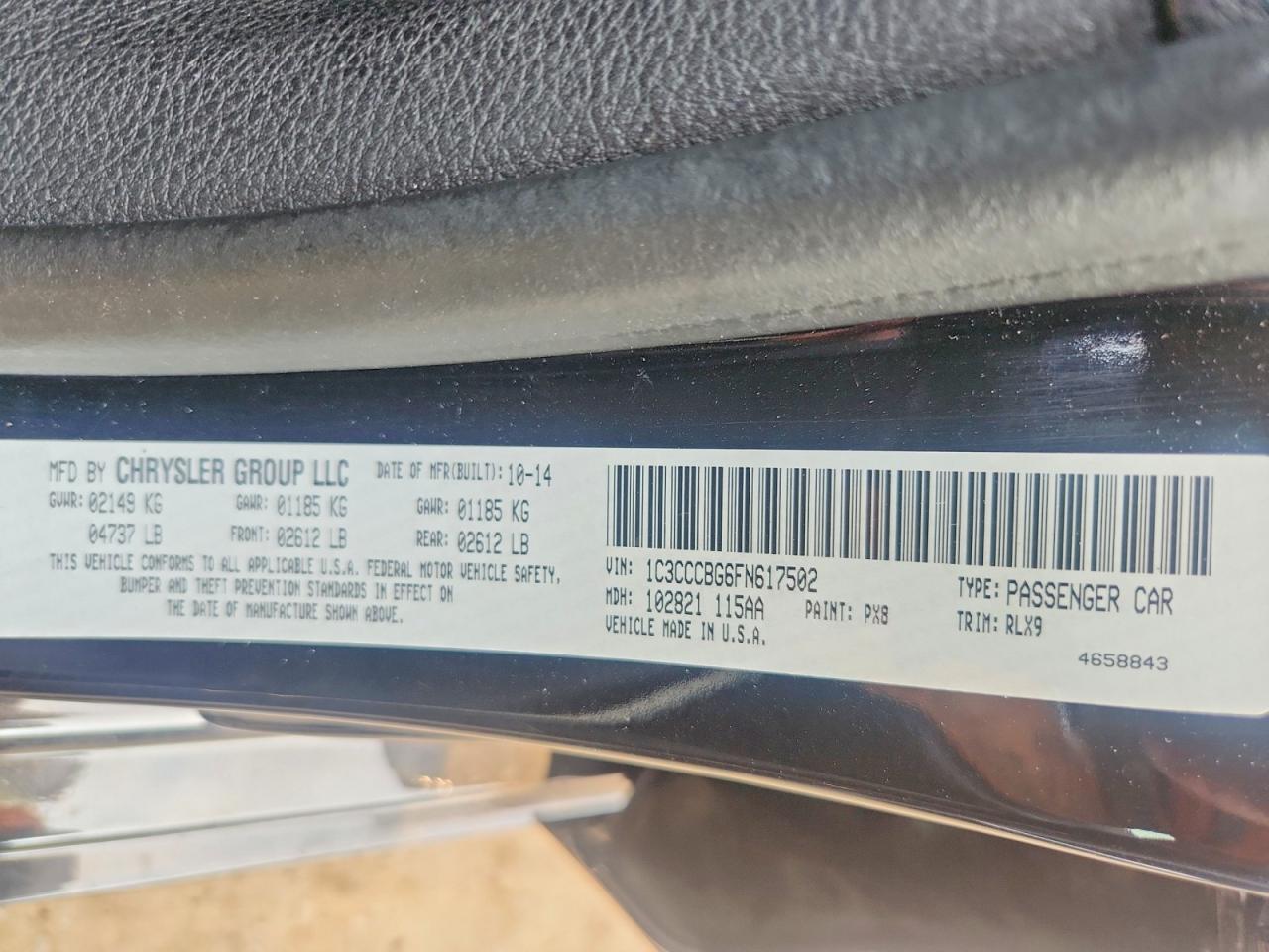 2015 Chrysler 200 S Черный vin: 1C3CCCBG6FN617502