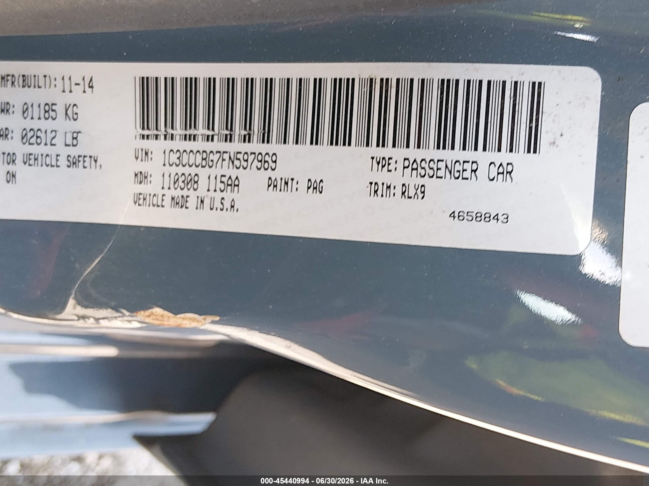 2015 Chrysler 200 S Blue vin: 1C3CCCBG7FN597969
