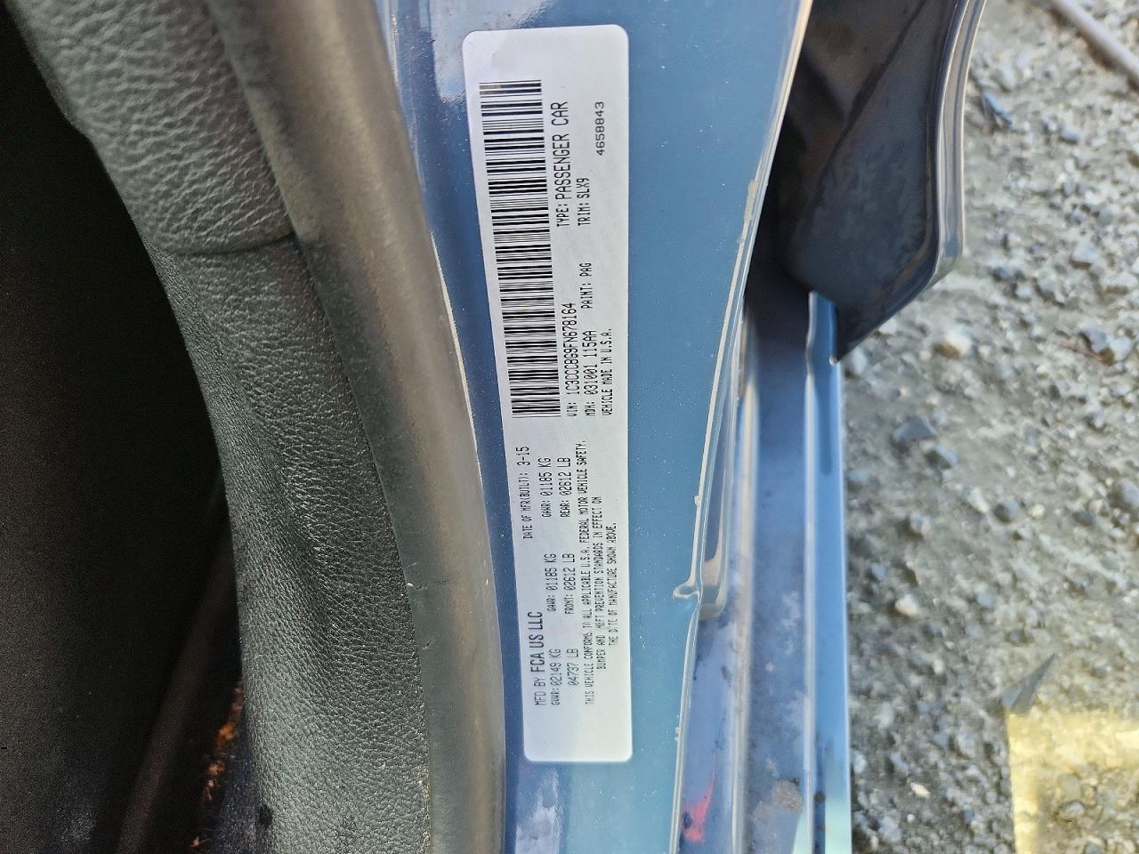 2015 Chrysler 200 S Blue vin: 1C3CCCBG9FN678164