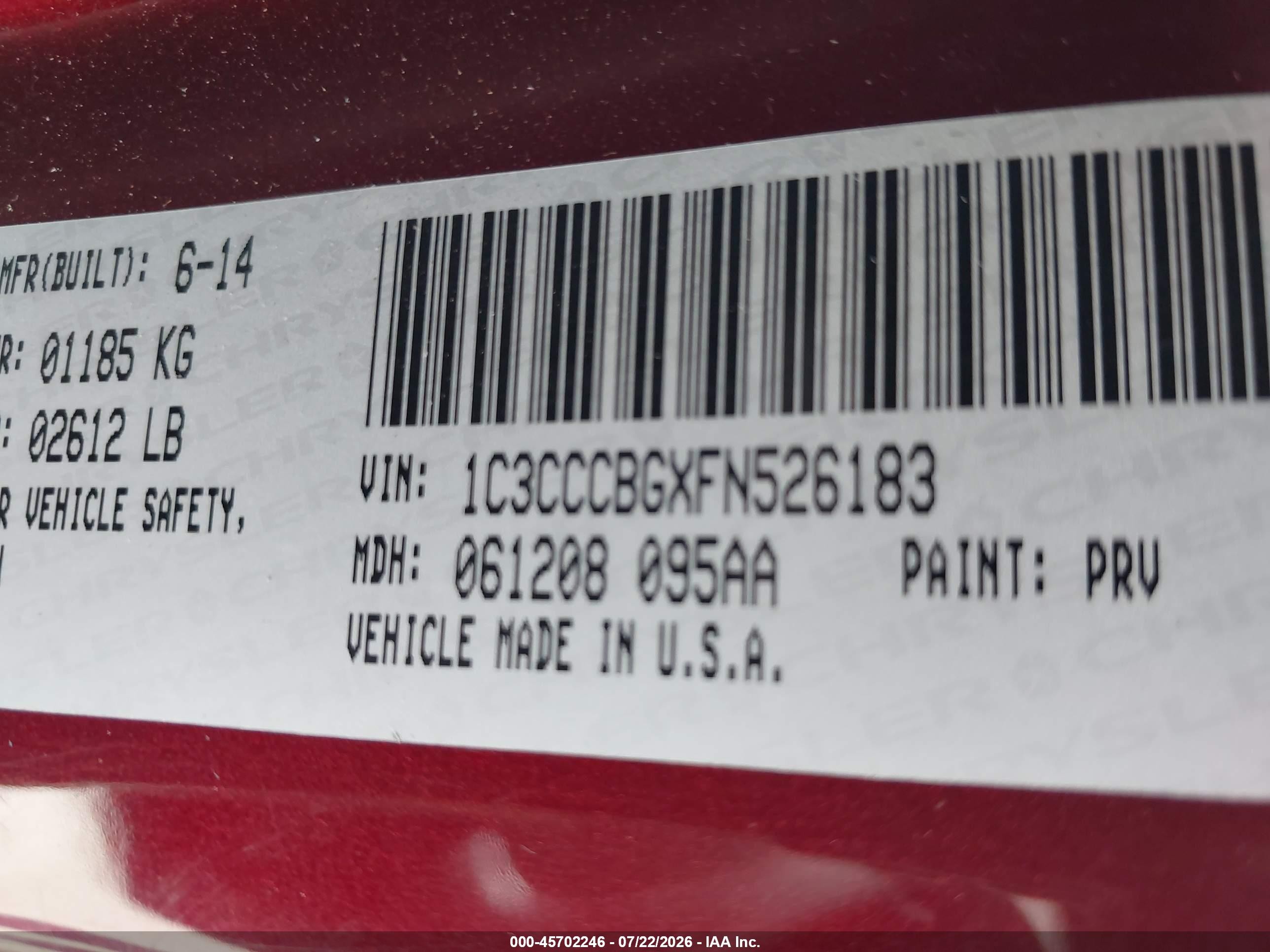 2015 Chrysler 200 S Maroon vin: 1C3CCCBGXFN526183